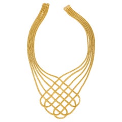 Used Matthia's & Claire Etruscan 18 Karat Yellow Gold Collier Braided Woven Necklace