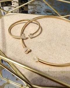 Matthia's & Claire 18 Karat Rose Gold and Diamonds Heart Cuff Bracelet