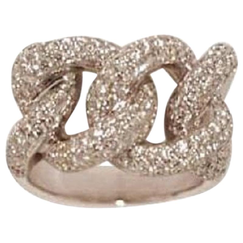 Matthia's & Claire Precious Diamond Pave Links 18 Karat White Gold Cocktail Ring