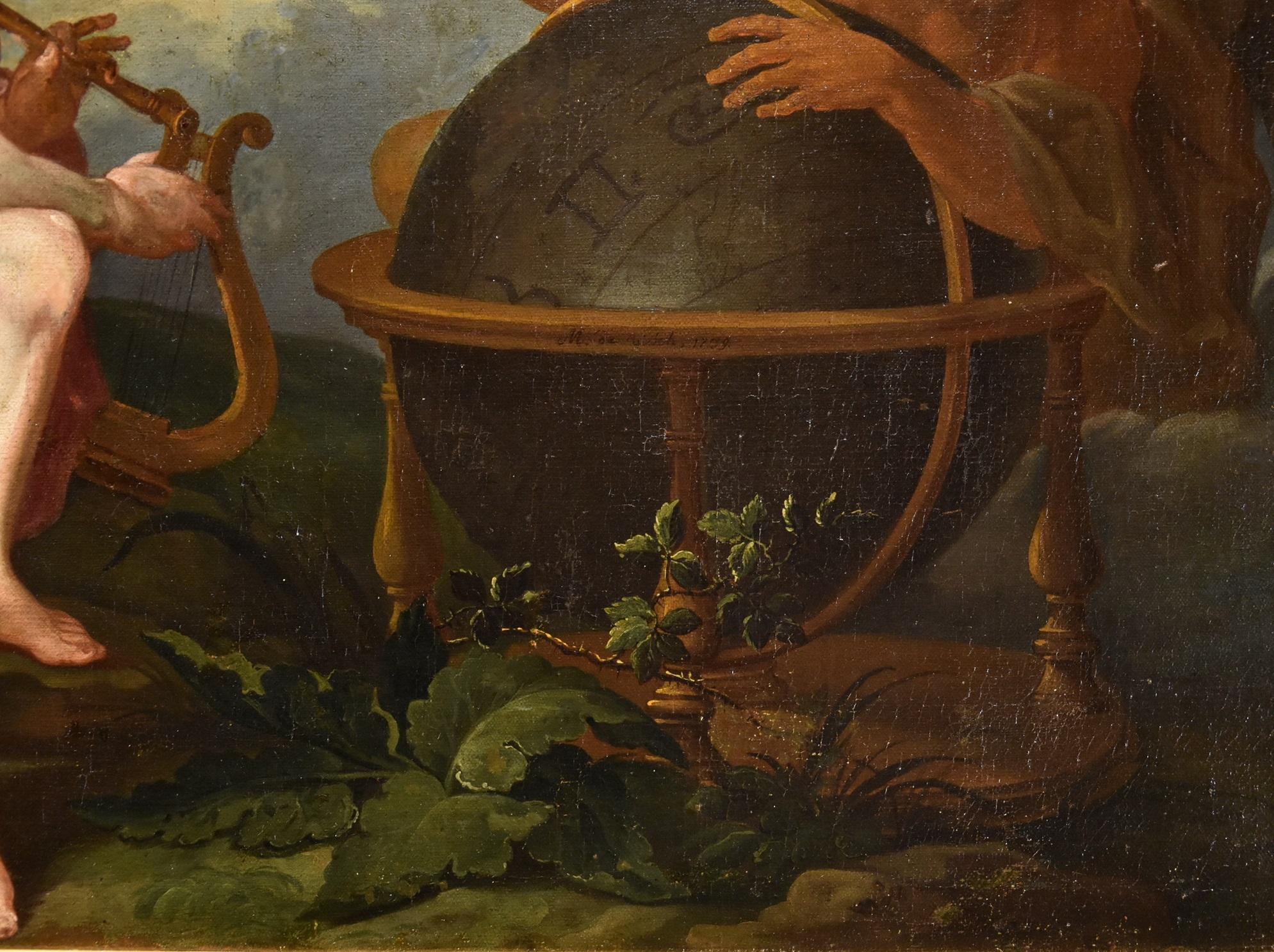 Allégorie Triomphe de l'art sur le temps De Visch Peinture 18e siècle Huile sur toile Art  en vente 10