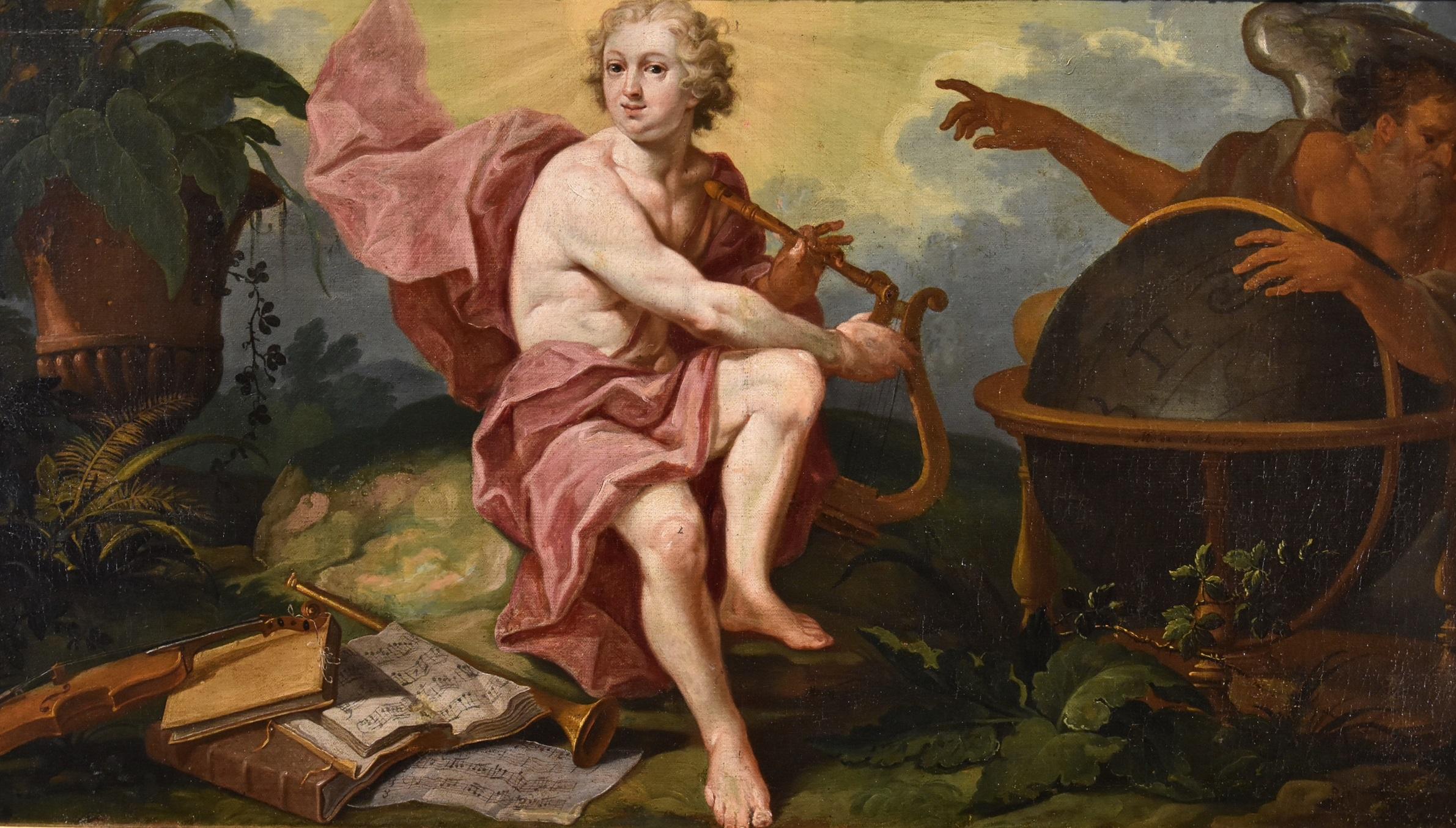 Allegory Triumph Of Art Over Time De Visch Gemälde 18. Jahrhundert Öl auf Leinwand Kunst  im Angebot 1