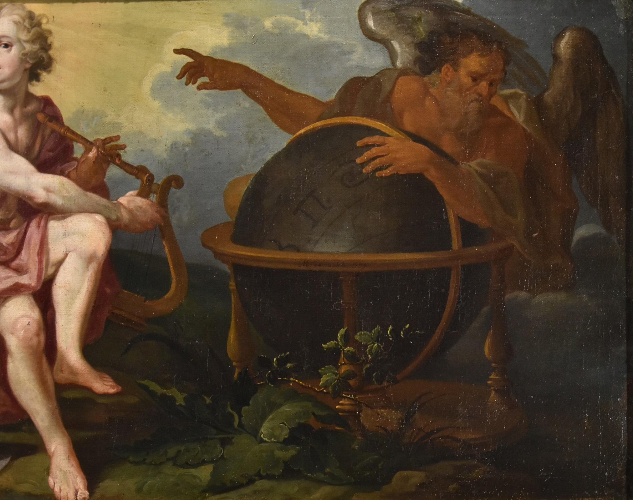 Allegory Triumph Of Art Over Time De Visch Paint 18th Century Oil on canvas Art  For Sale 3