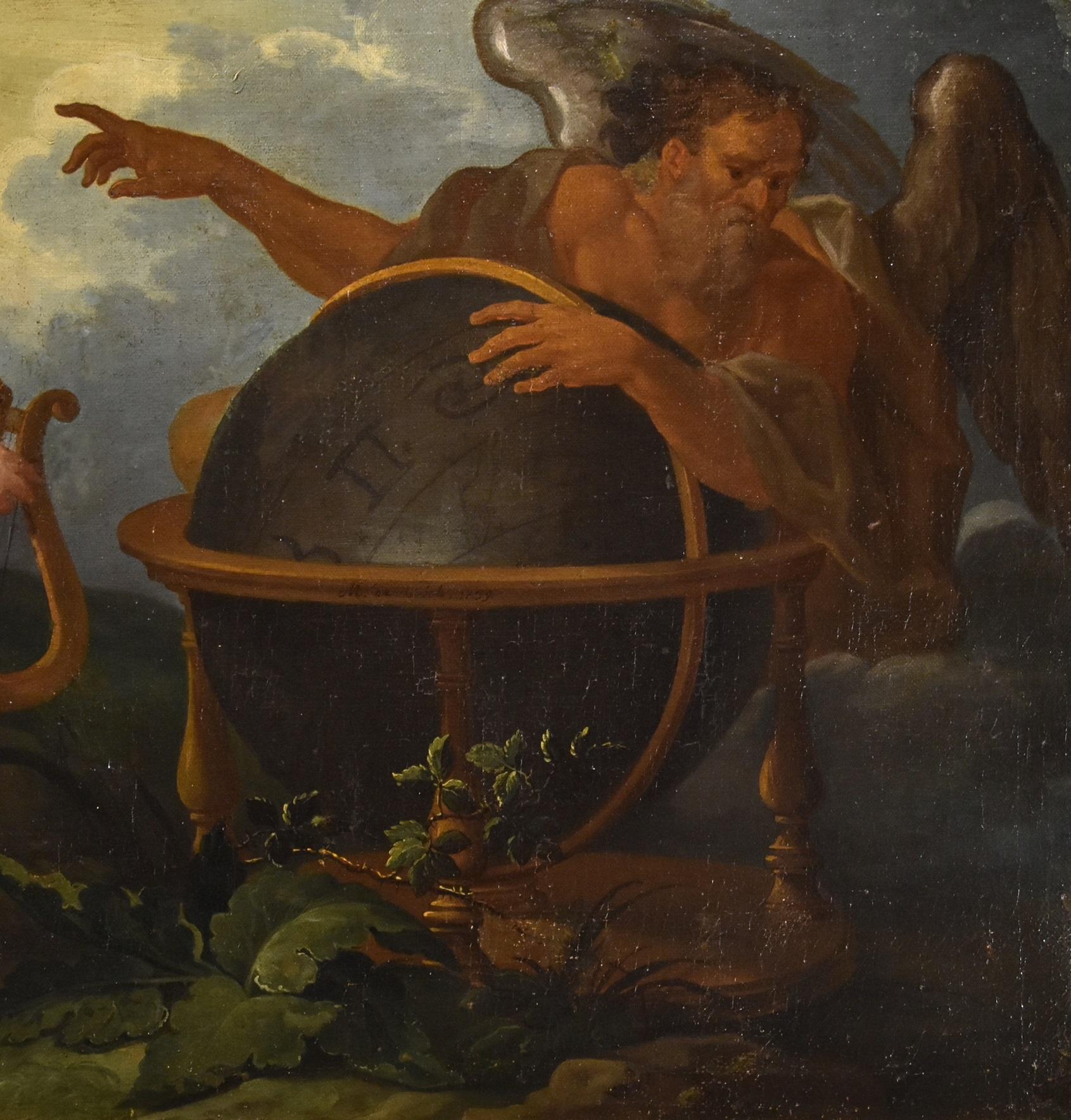 Allegory Triumph Of Art Over Time De Visch Paint 18th Century Oil on canvas Art  For Sale 4