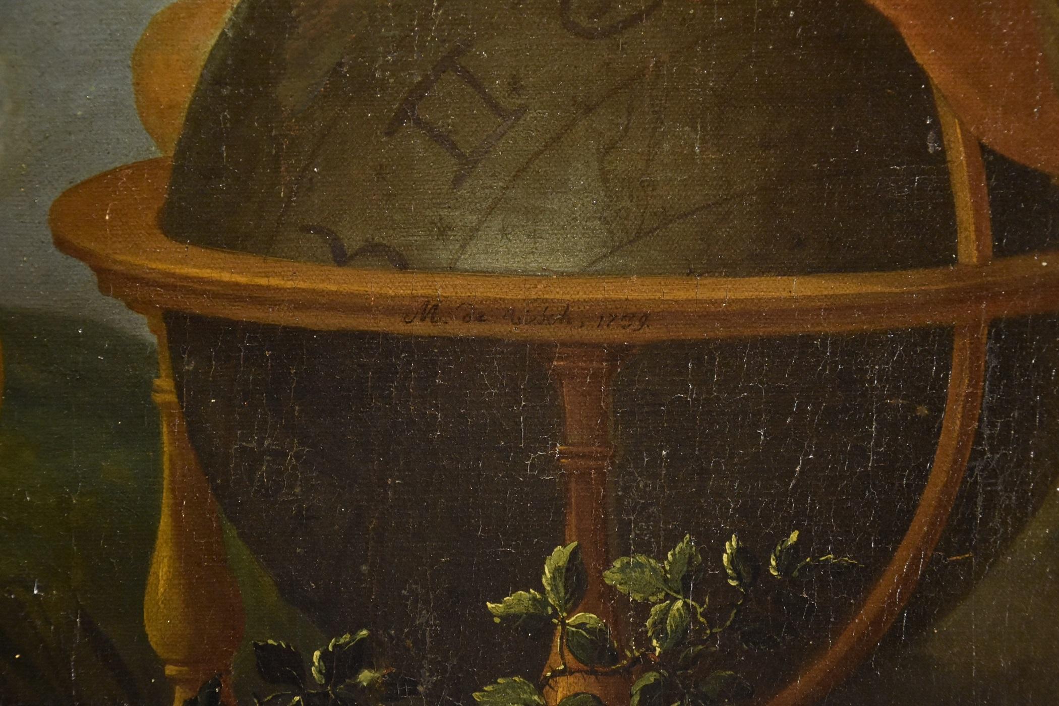 Allégorie Triomphe de l'art sur le temps De Visch Peinture 18e siècle Huile sur toile Art  en vente 5