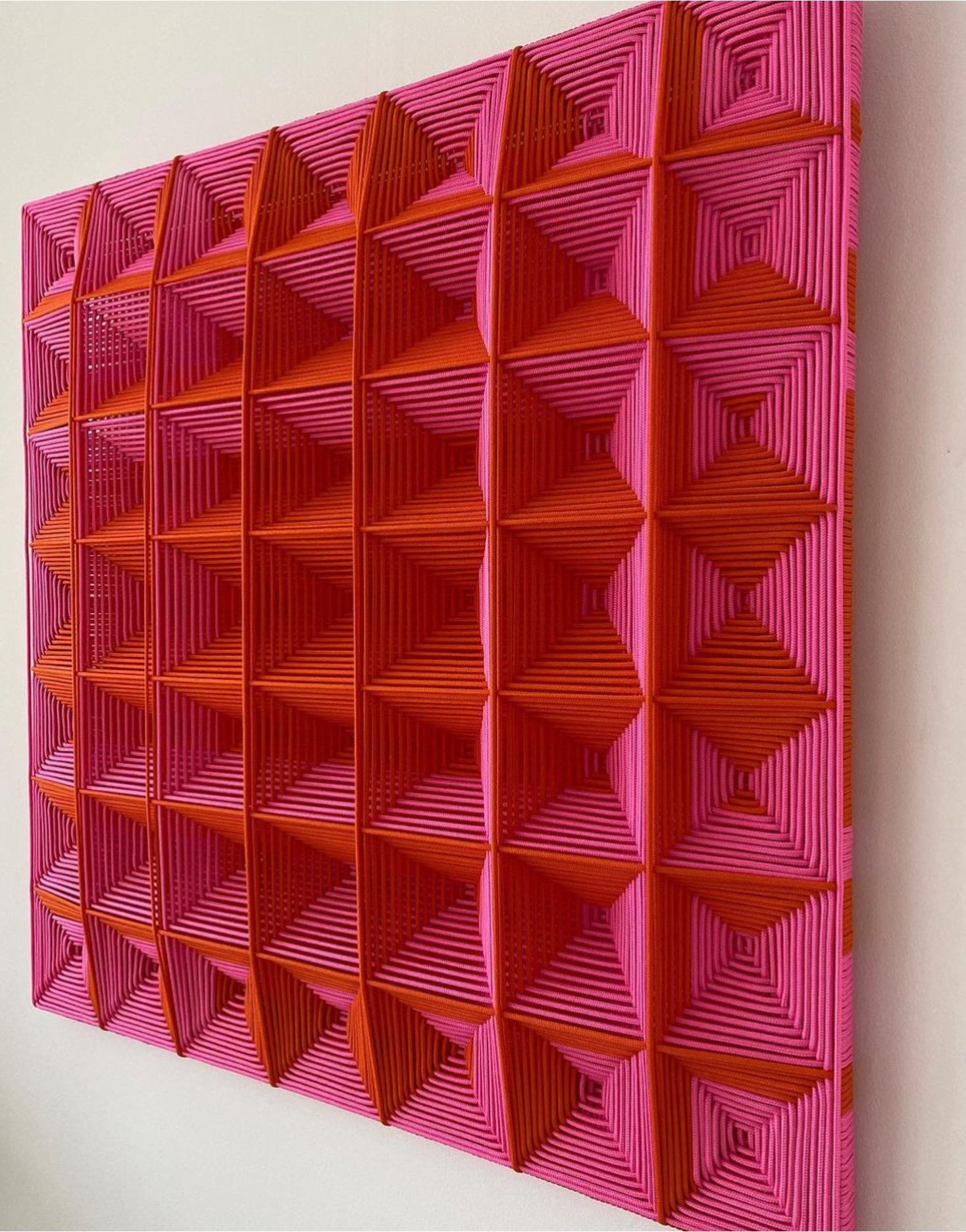 Grid Neon II, Contemporary Art, Textile Art, 21st Century 3