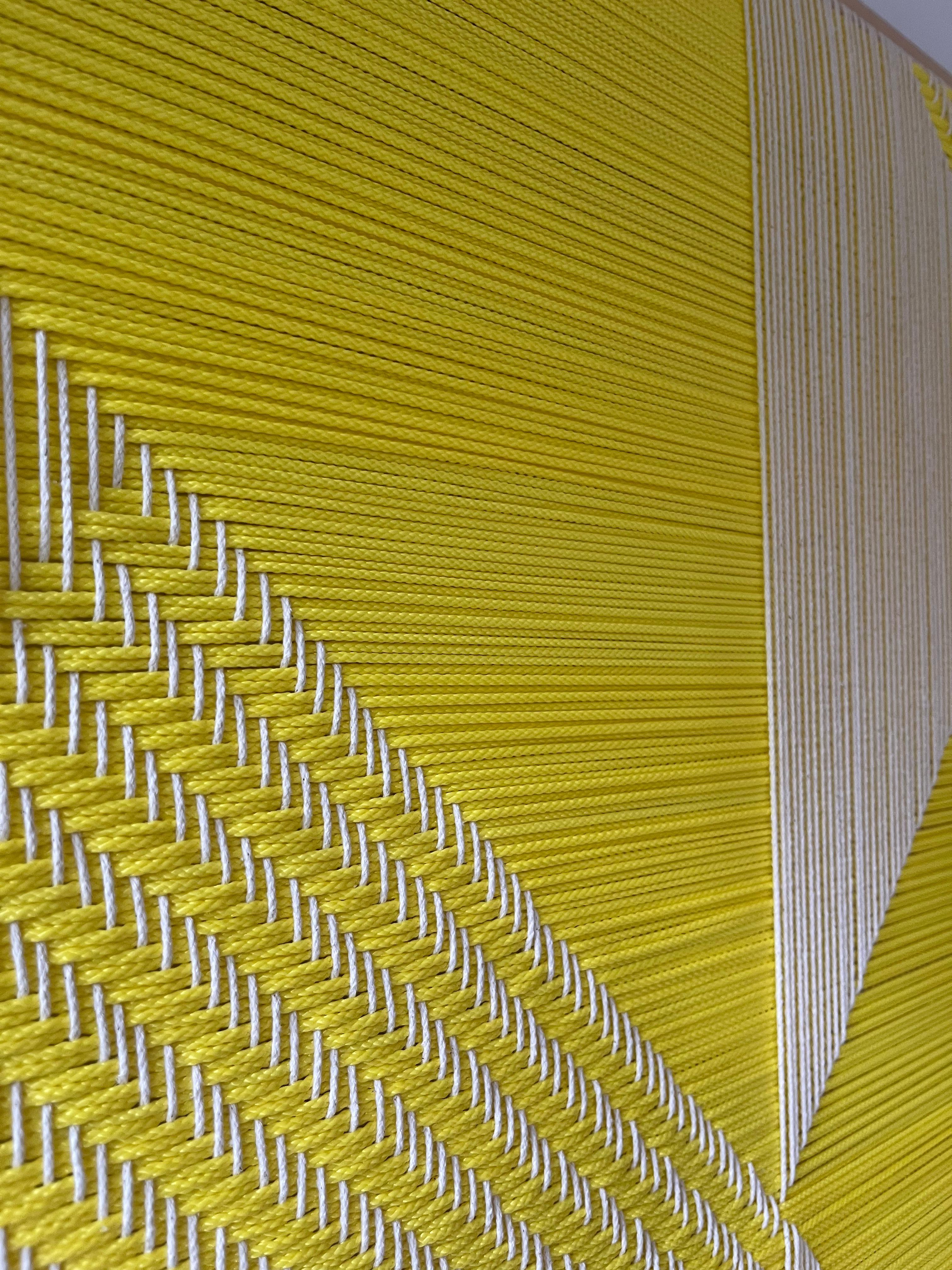 Grid Yellow, Contemporary Art, Textile Art, 21st Century For Sale 2