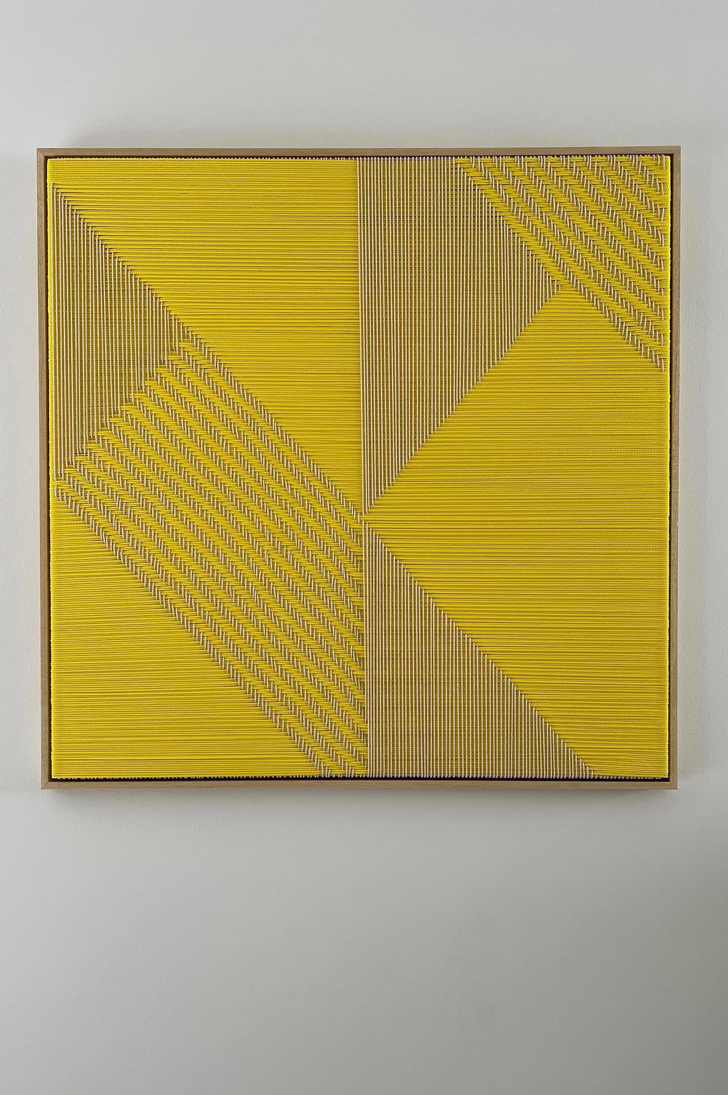 Grid Yellow, Contemporary Art, Textile Art, 21st Century For Sale 4