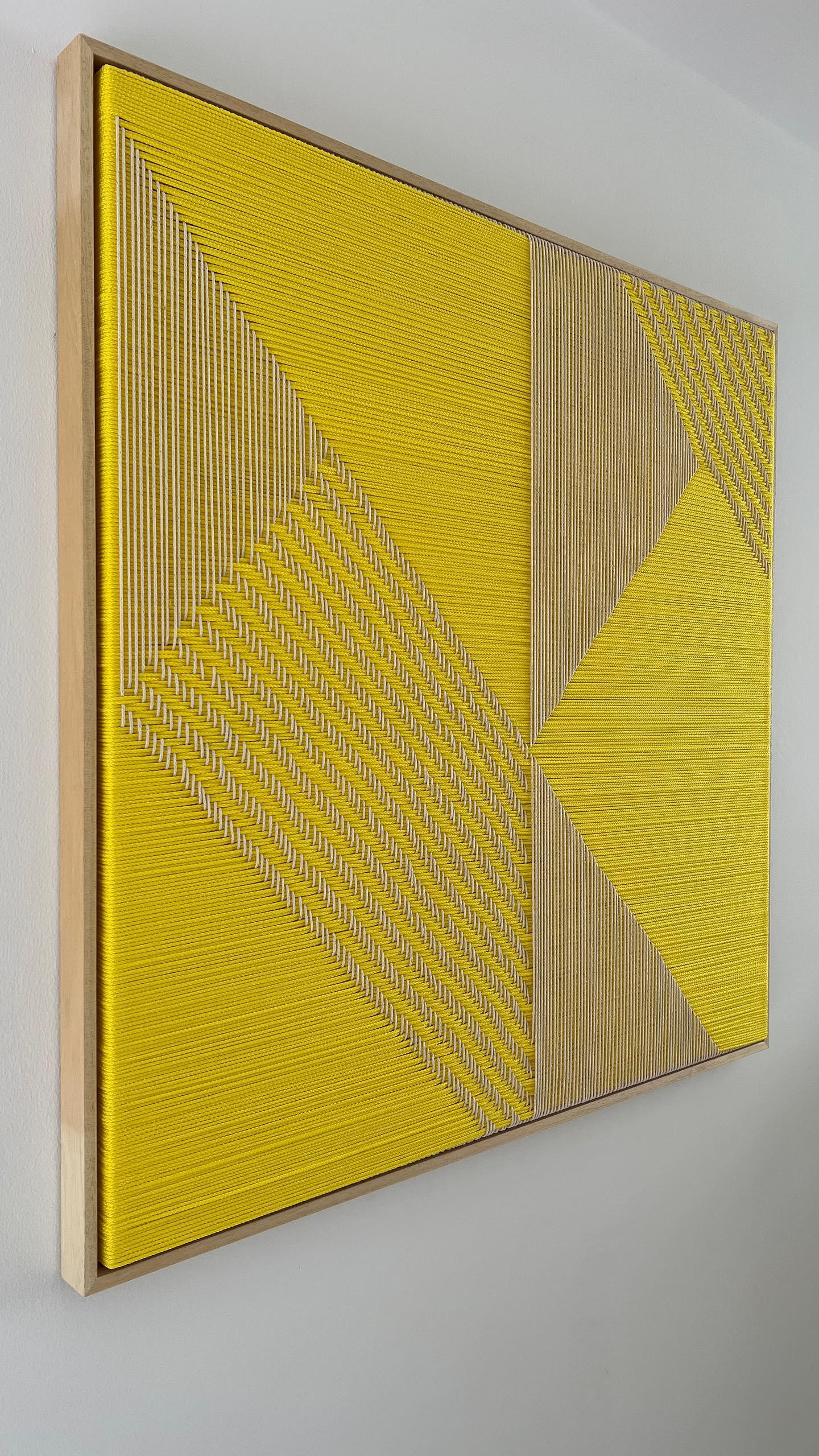 Grid Yellow, Contemporary Art, Textile Art, 21st Century For Sale 5