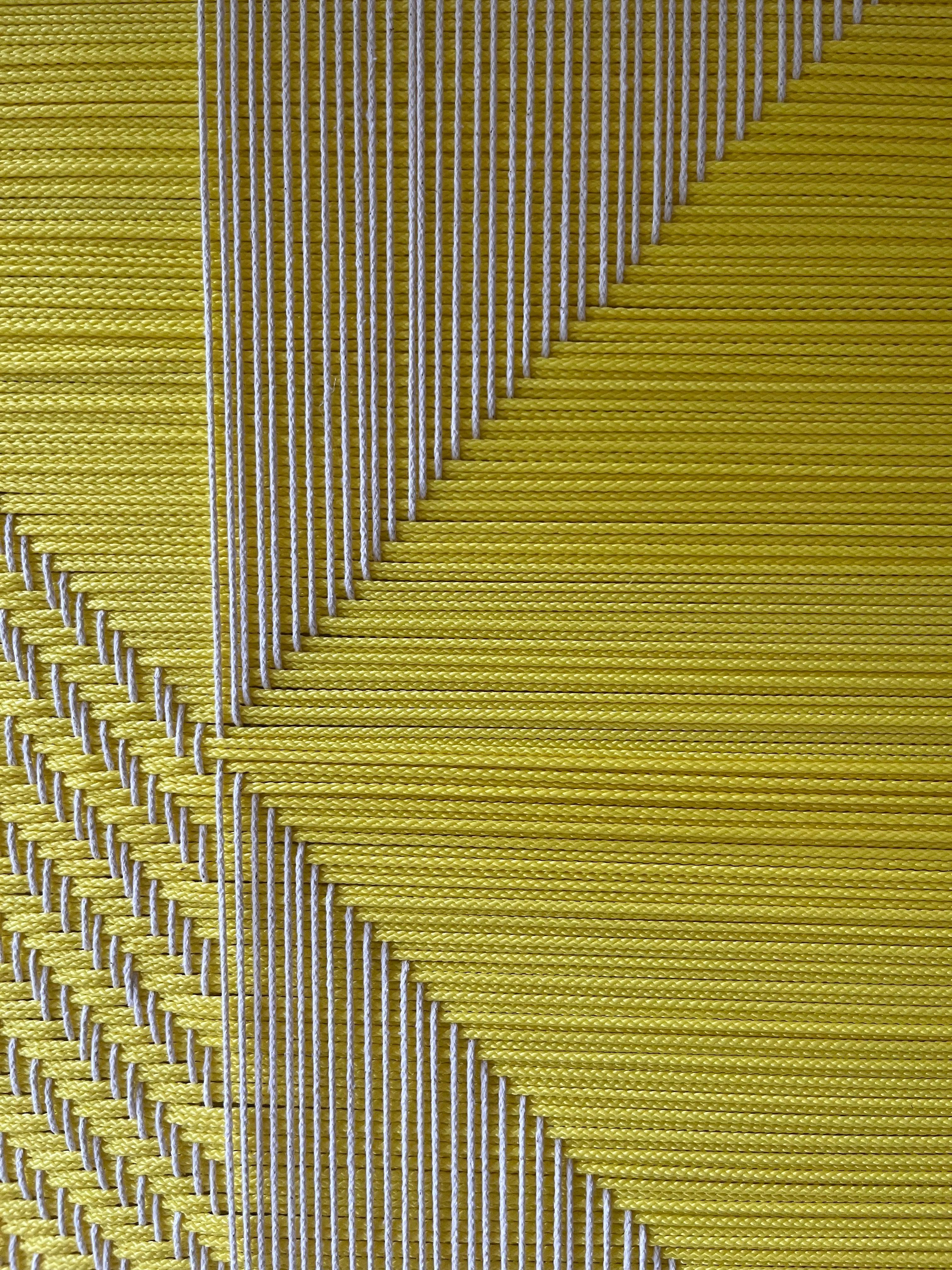 Grid Yellow, Contemporary Art, Textile Art, 21st Century For Sale 1