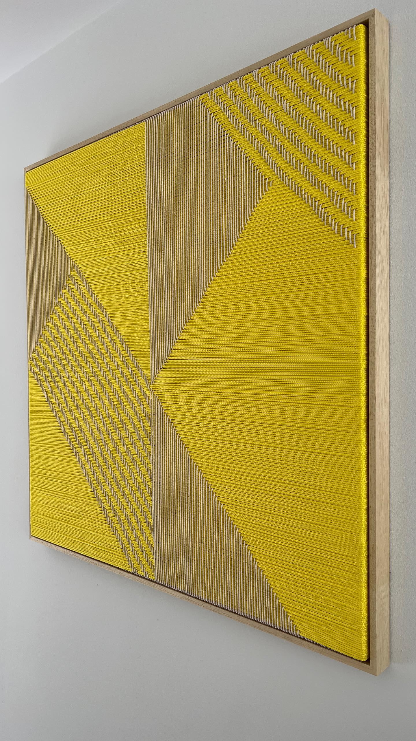Grid Yellow, Contemporary Art, Textile Art, 21st Century For Sale 1