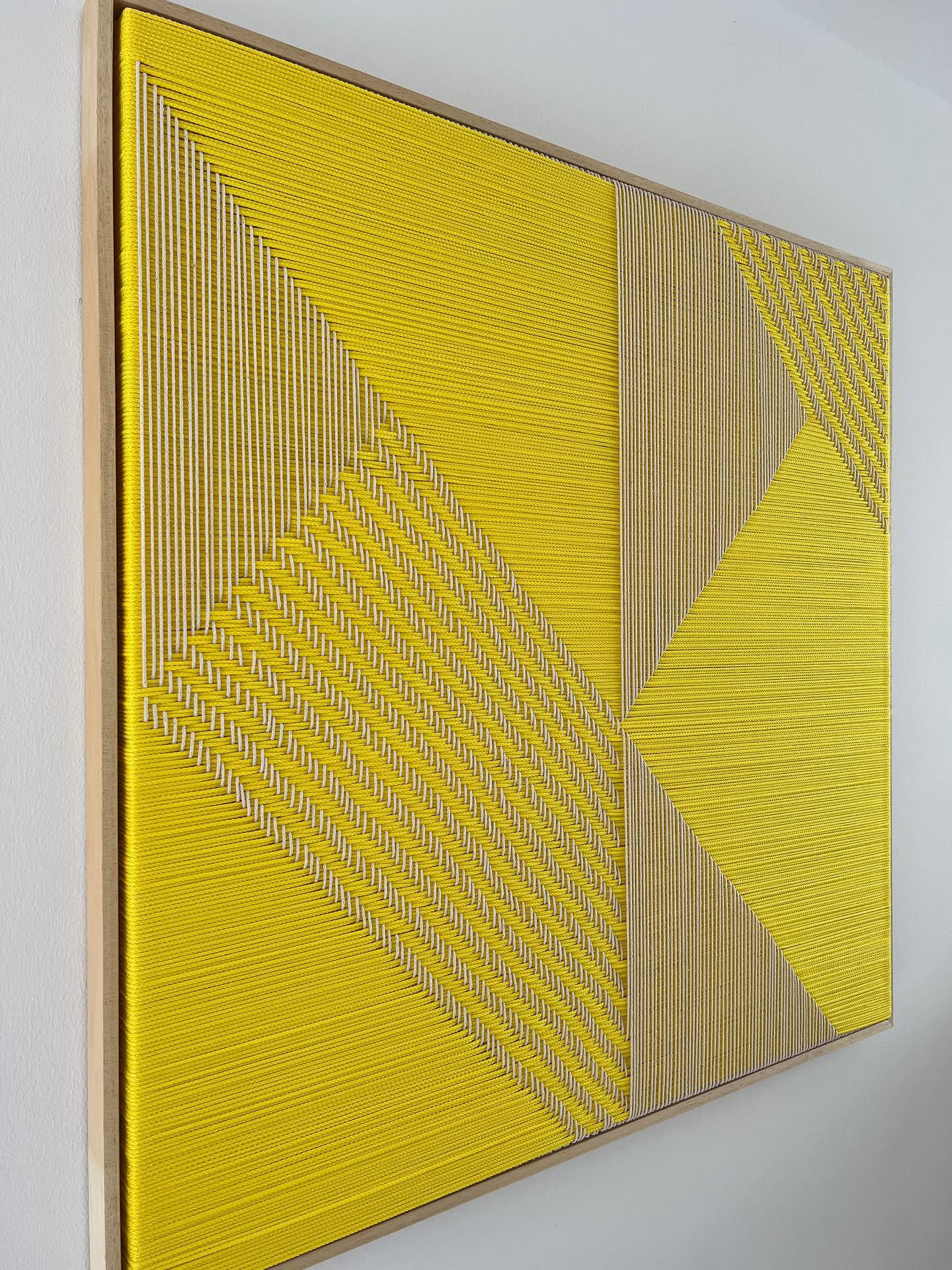 Grid Yellow, Contemporary Art, Textile Art, 21st Century For Sale 2