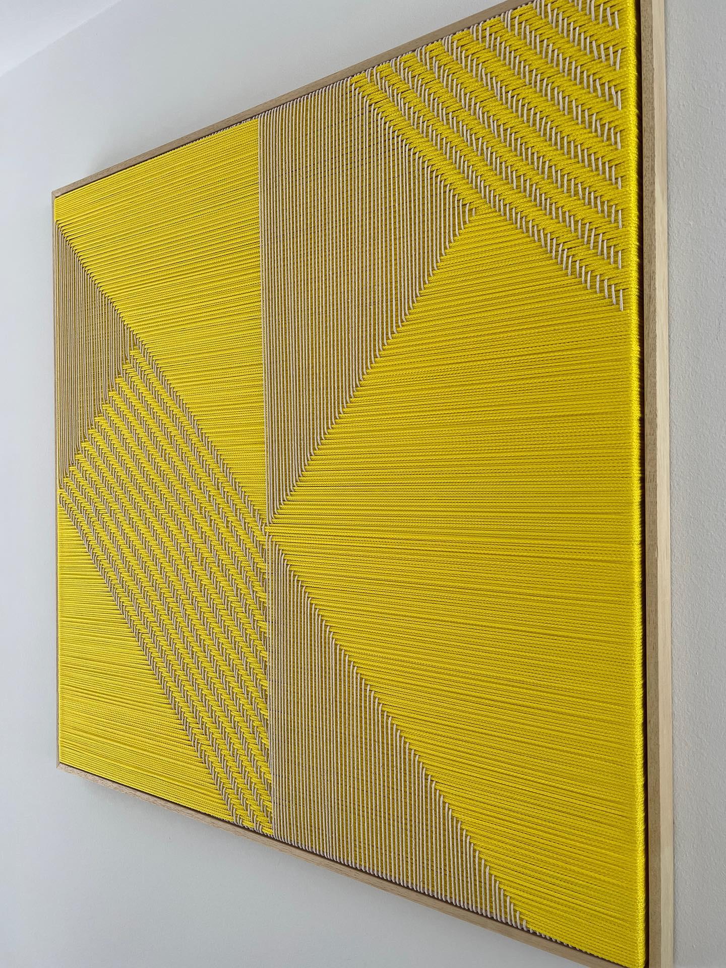 Grid Yellow, Contemporary Art, Textile Art, 21st Century For Sale 3