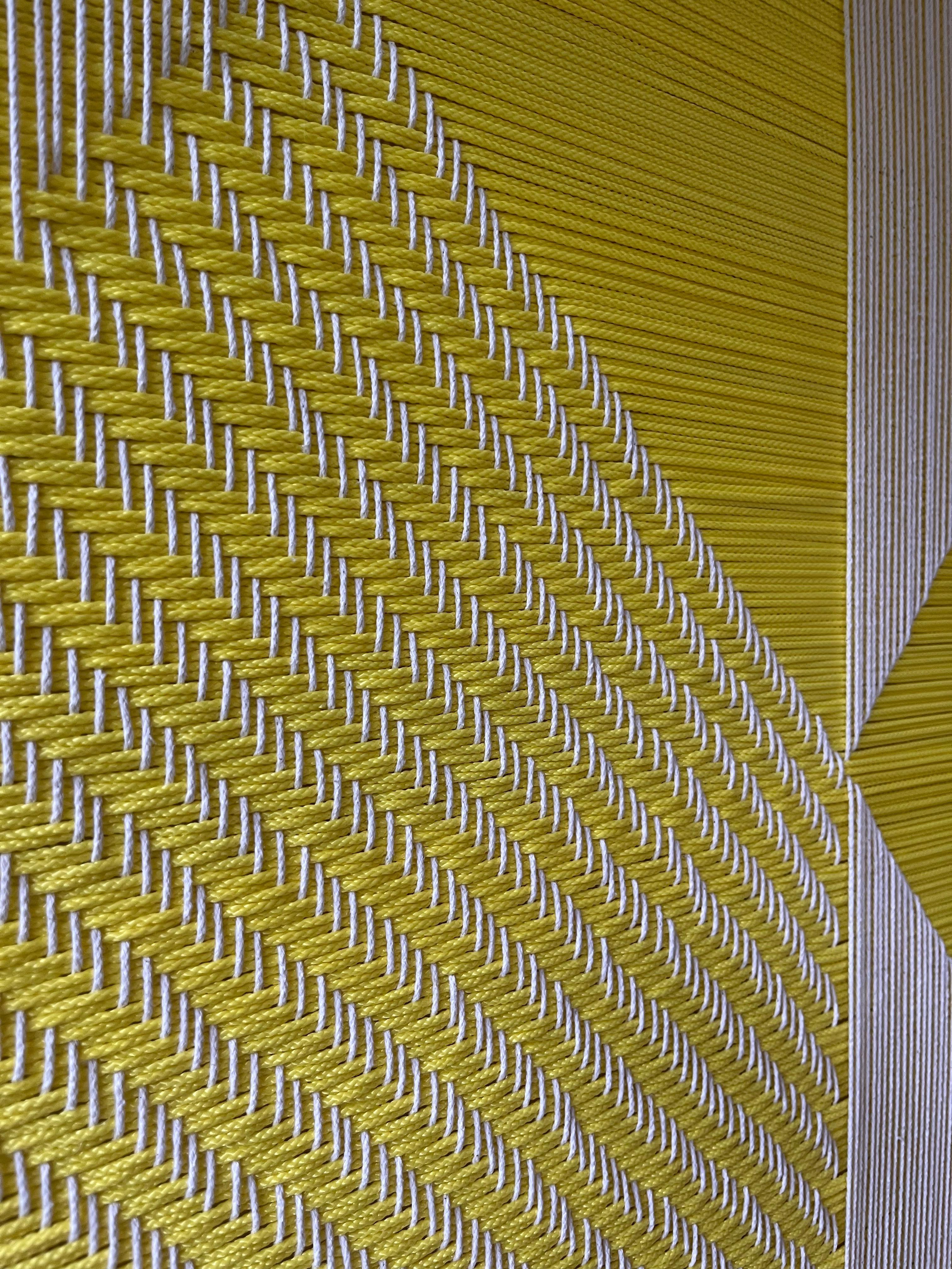 Grid Yellow, Contemporary Art, Textile Art, 21st Century For Sale 3