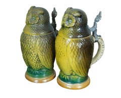 Matthias Girmscheid, figurale deutsche Keramik Eule, charakteristischer Beer-Stein-Deckel Nr.740, Matthias Girmscheid