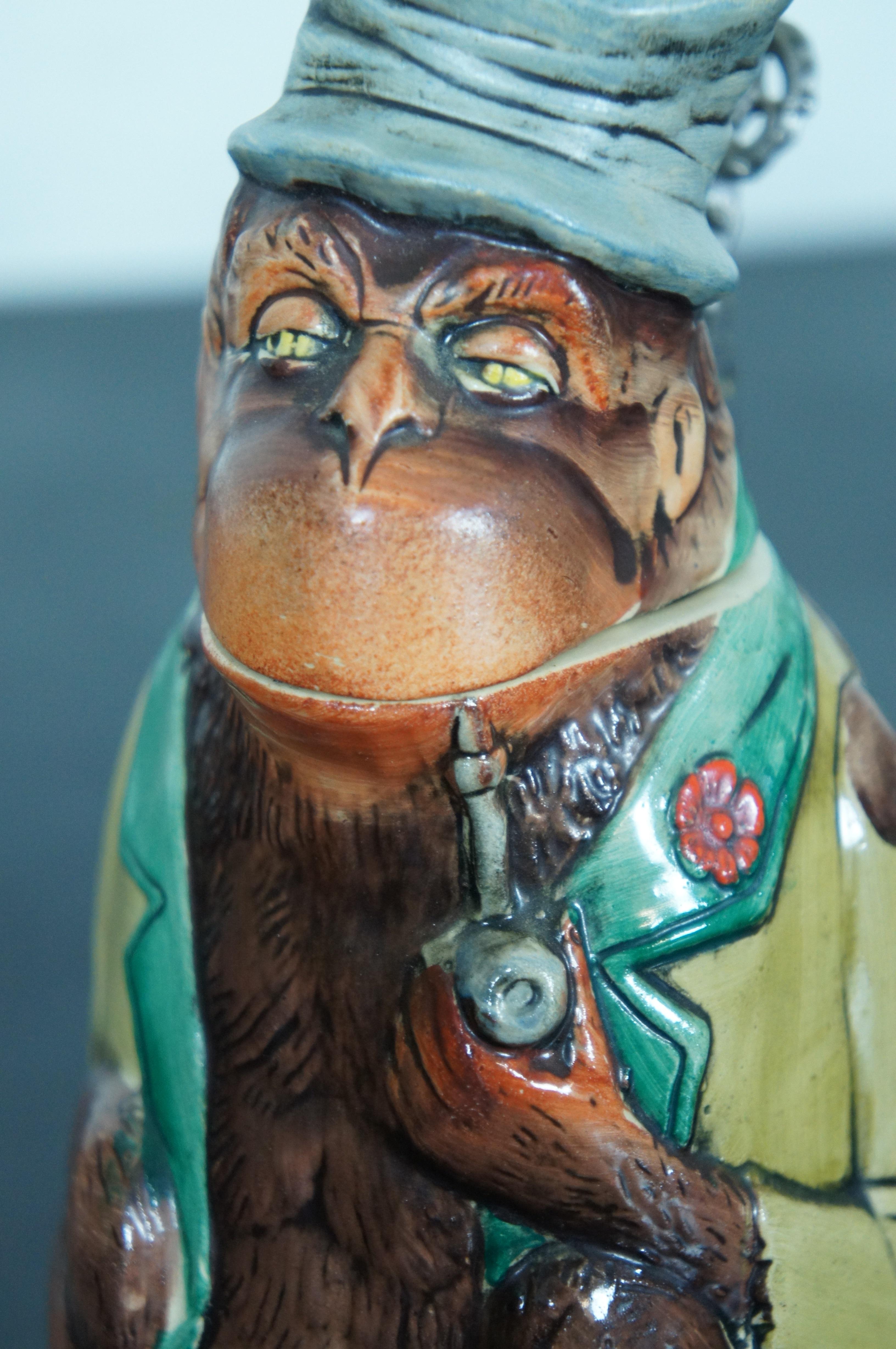 Matthias Girmscheid Rare Figural German Ceramic Monkey Character Beer Stein Lid For Sale 6