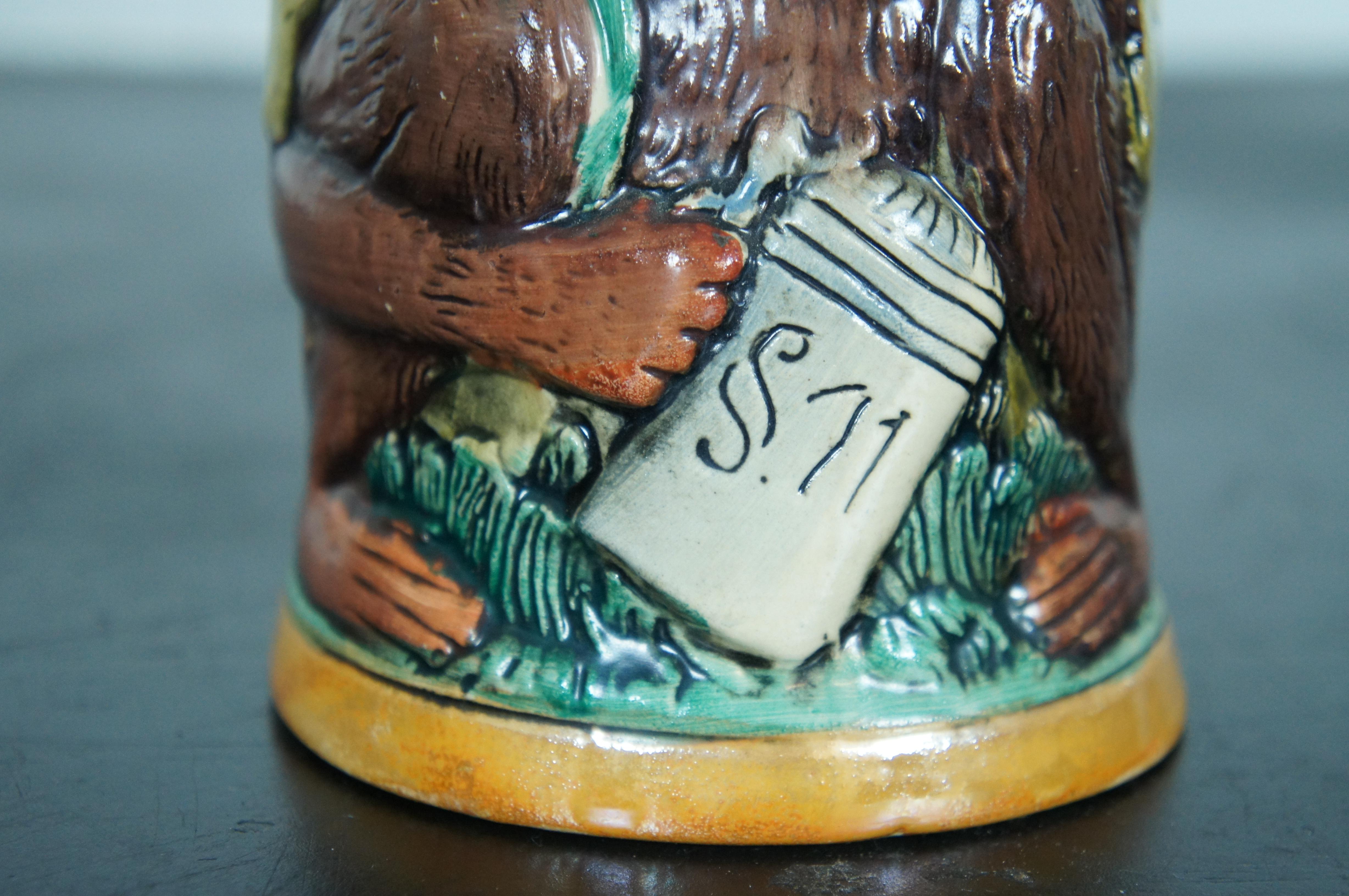Matthias Girmscheid Rare Figural German Ceramic Monkey Character Beer Stein Lid For Sale 7