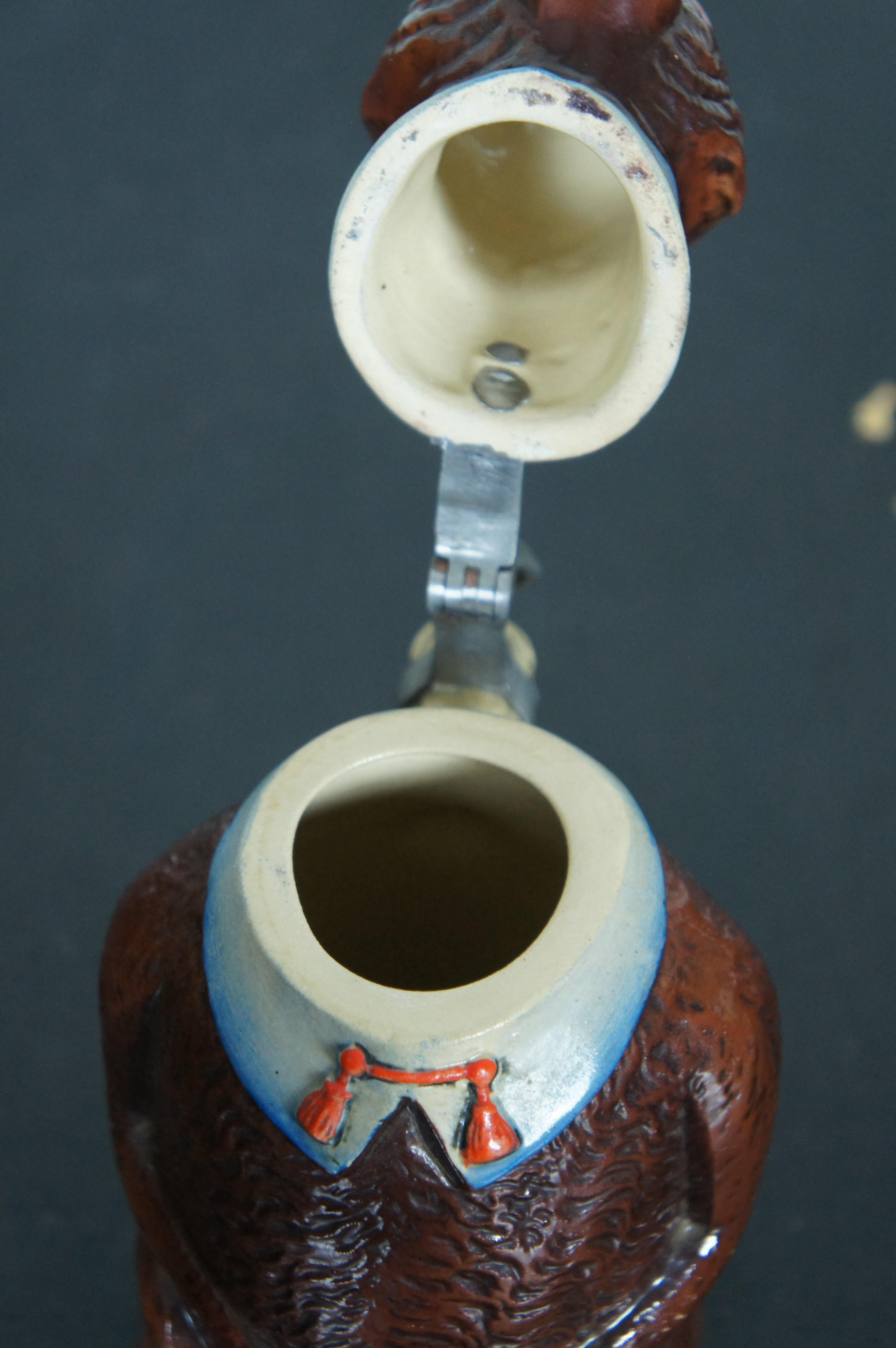 Matthias Girmscheid Rare Figural German Ceramic Monkey Character Beer Stein Lid For Sale 2