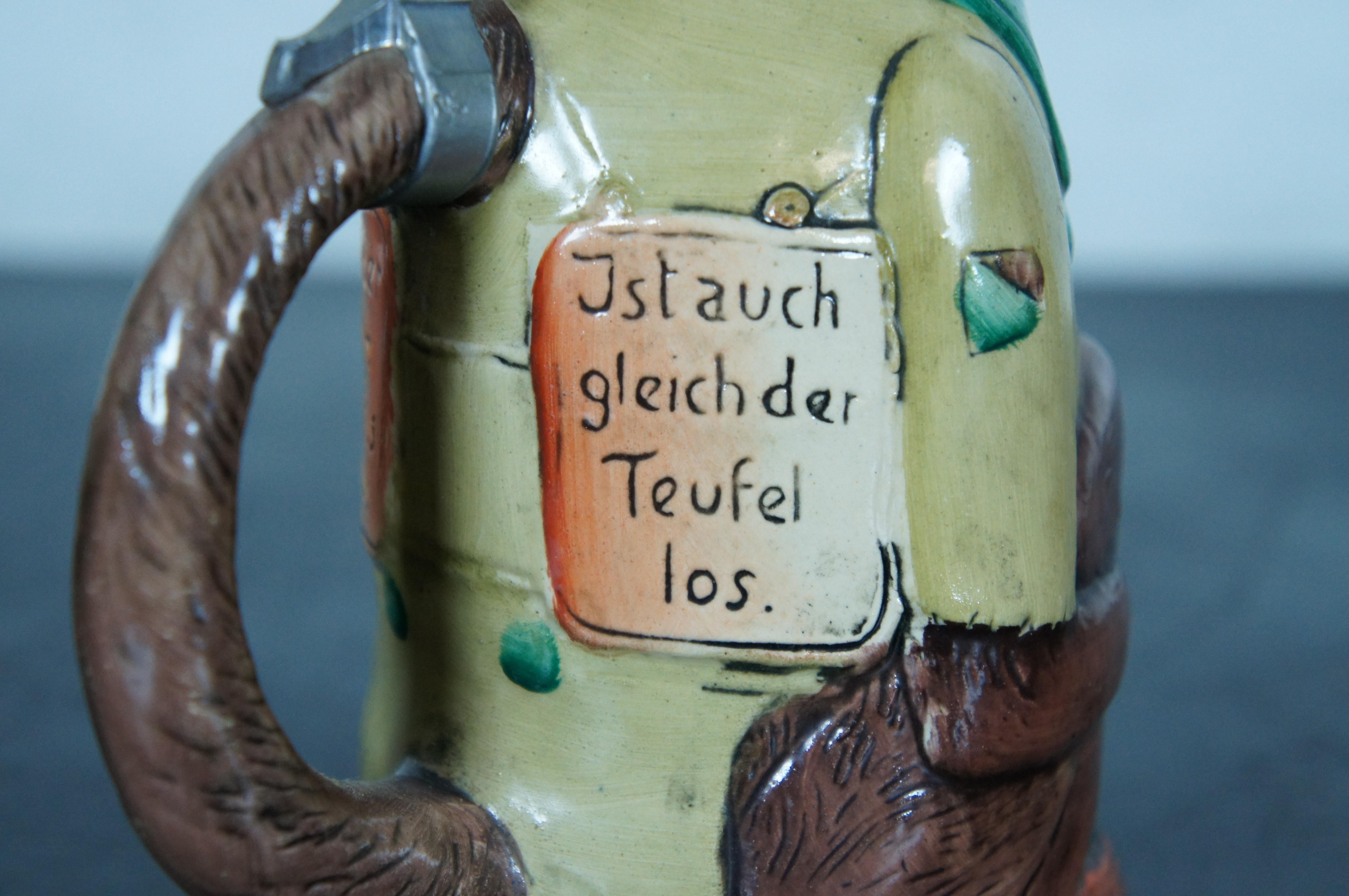 Matthias Girmscheid Rare couvercle en céramique allemande figurative à caractère de singe en vente 1