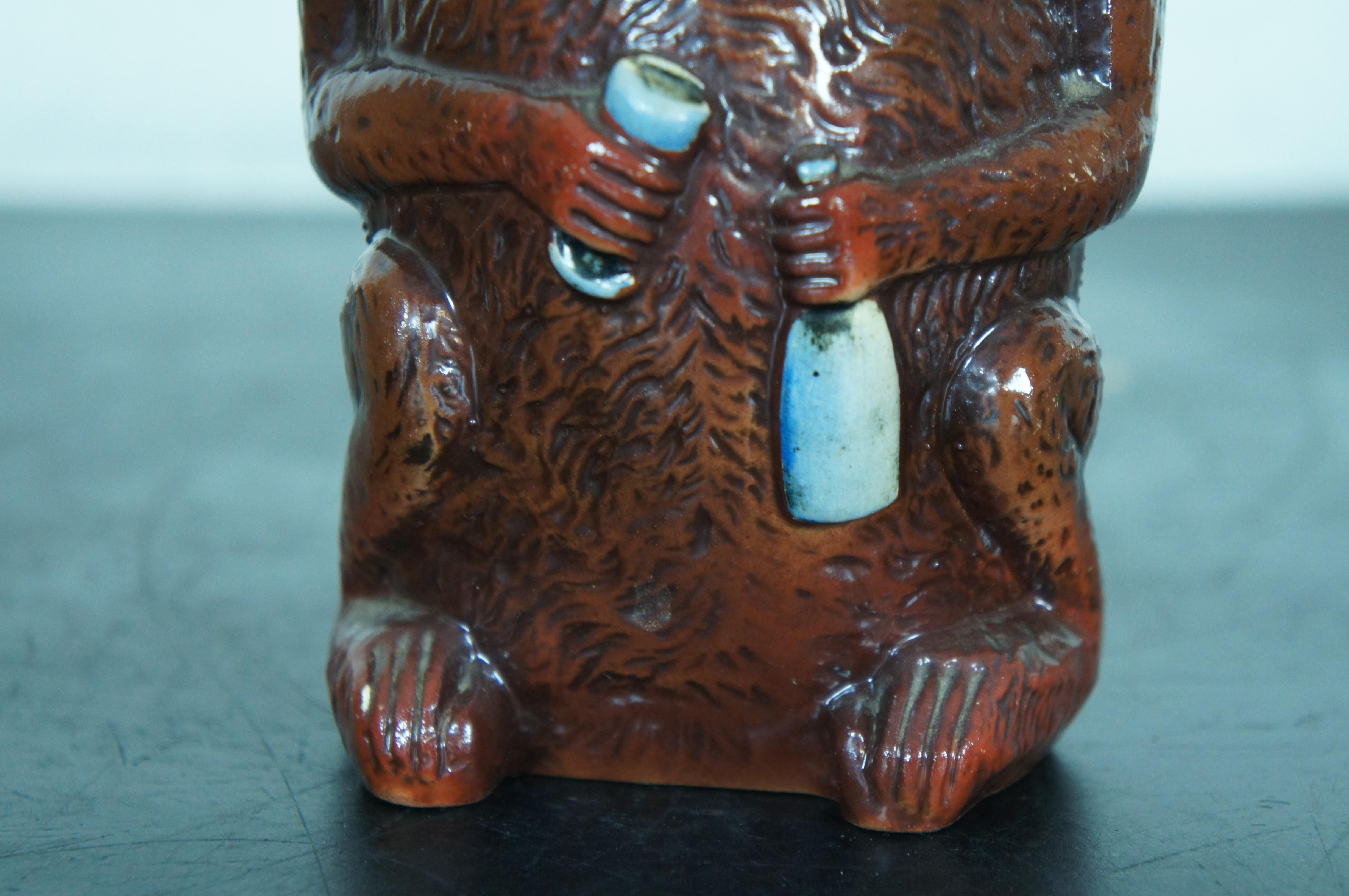 Matthias Girmscheid Rare Figural German Ceramic Monkey Character Beer Stein Lid For Sale 4