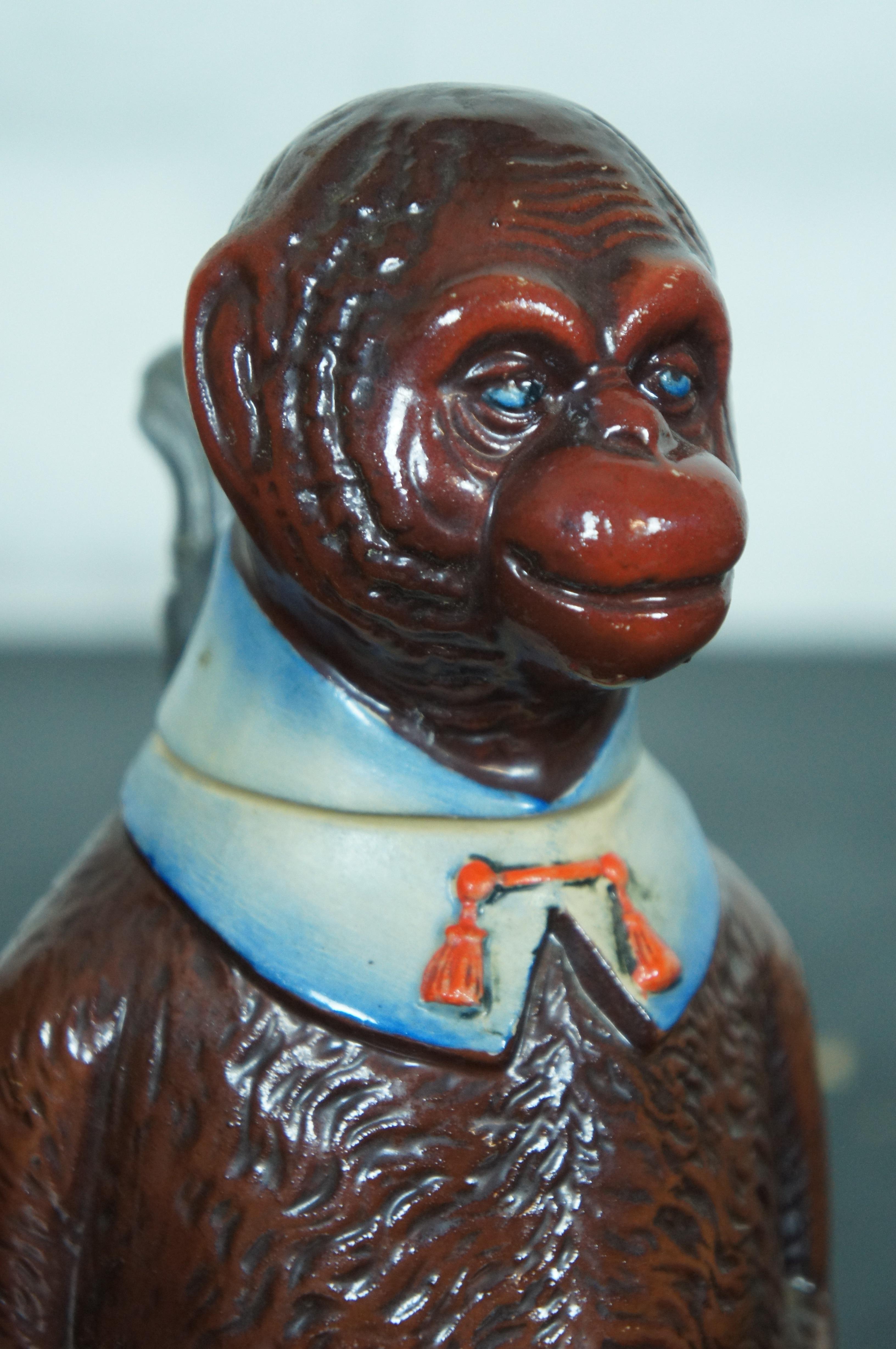 Matthias Girmscheid Rare Figural German Ceramic Monkey Character Beer Stein Lid For Sale 5