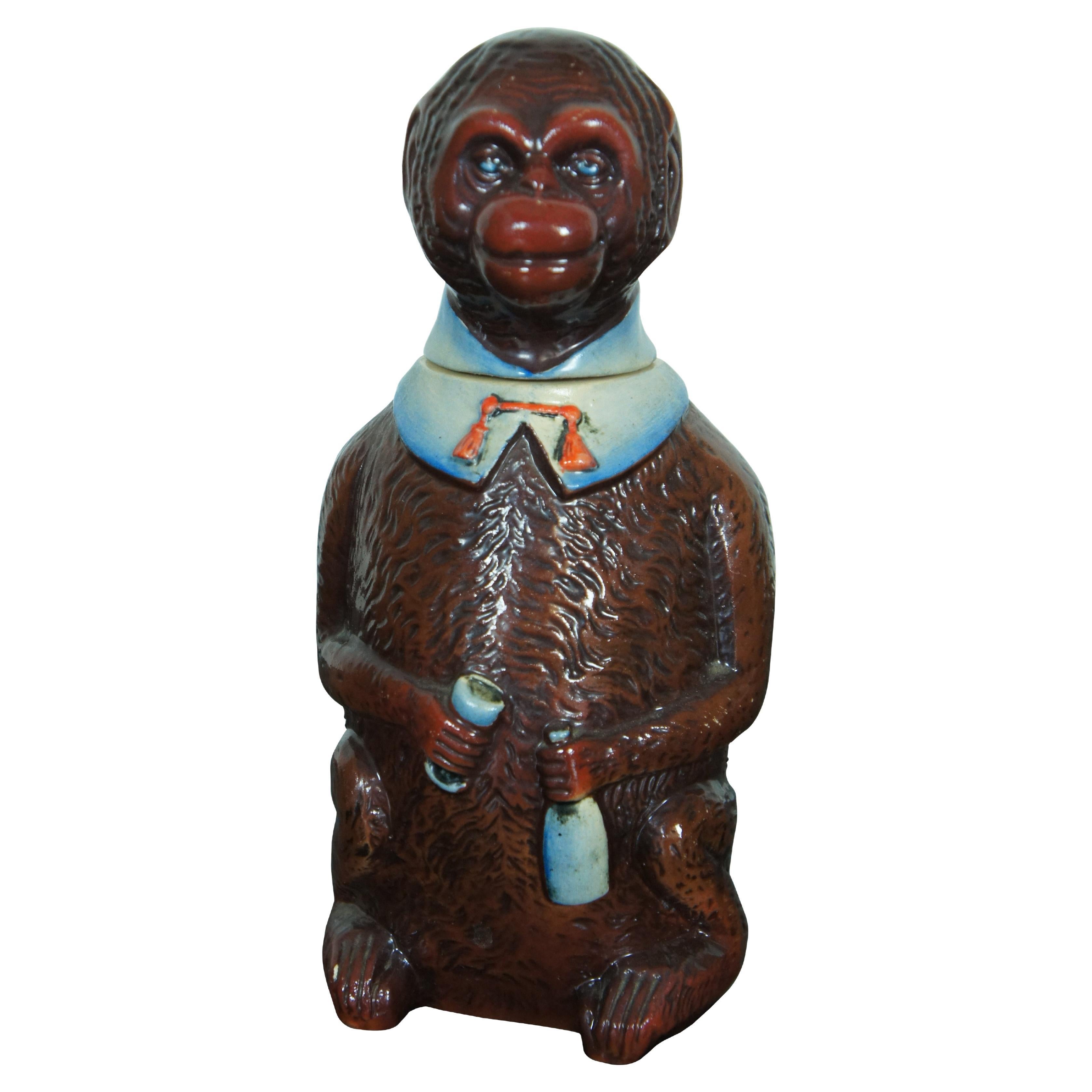 Matthias Girmscheid Rare Figural German Ceramic Monkey Character Beer Stein Lid For Sale