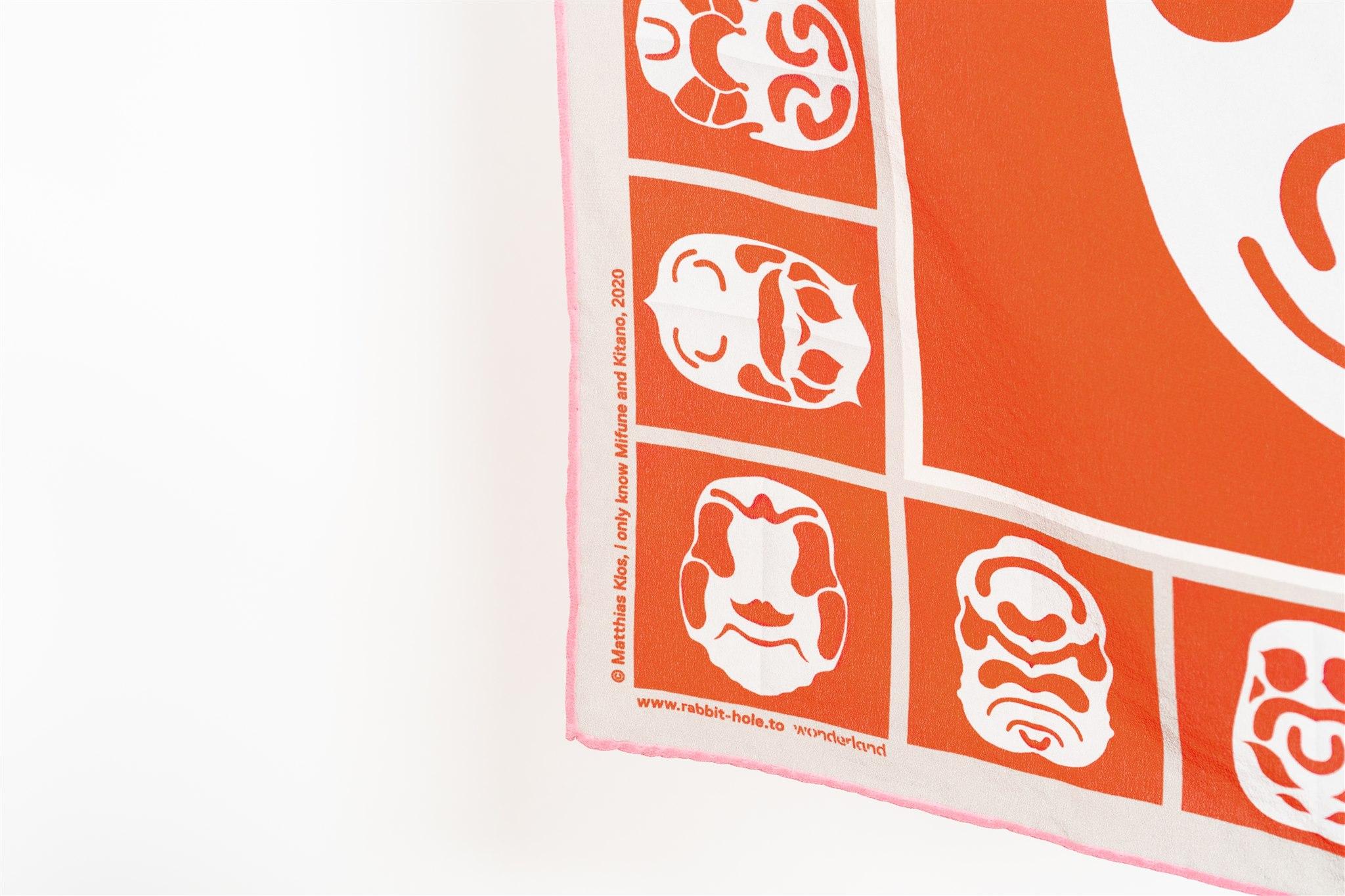 Orange Pink Japanese Papercutting Print on Silk  - Post-Modern Mixed Media Art by Matthias Klos