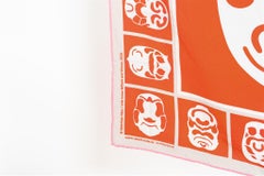 Orange Pink Japanese Papercutting Print on Silk