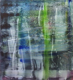 "Clearwater, " abstract painting of water in blue and green