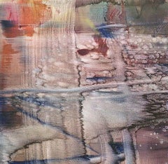 "Palermo, " abstract painting in teal, pink and orange