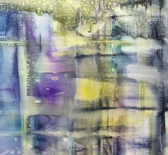 "Sonoma, " abstract painting in purple, blue and yellow