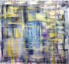 "Sonoma, " abstract painting in purple, blue and yellow