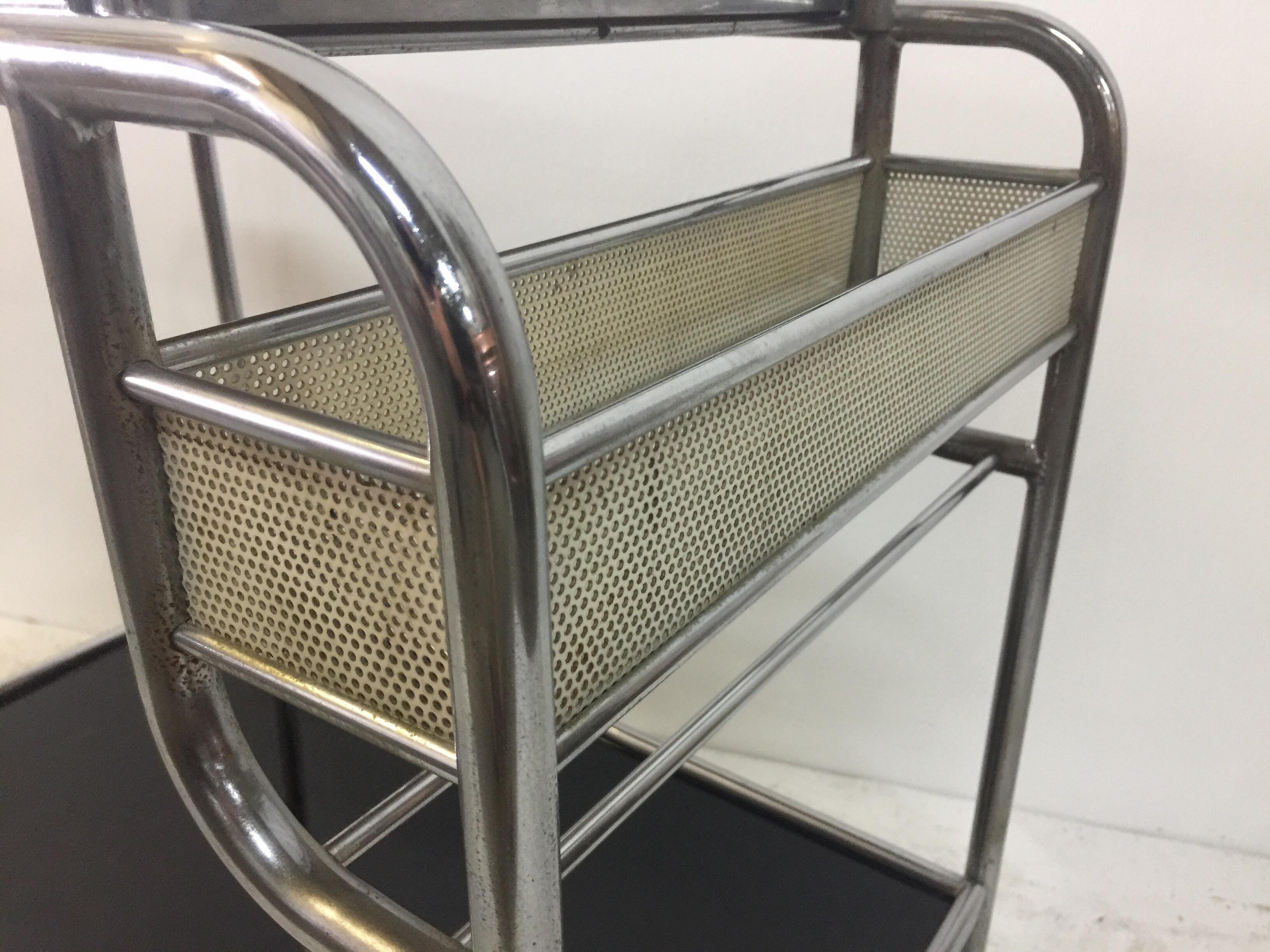Mathieu Matégot Style Art Deco Bar Cart In Good Condition For Sale In North Miami, FL