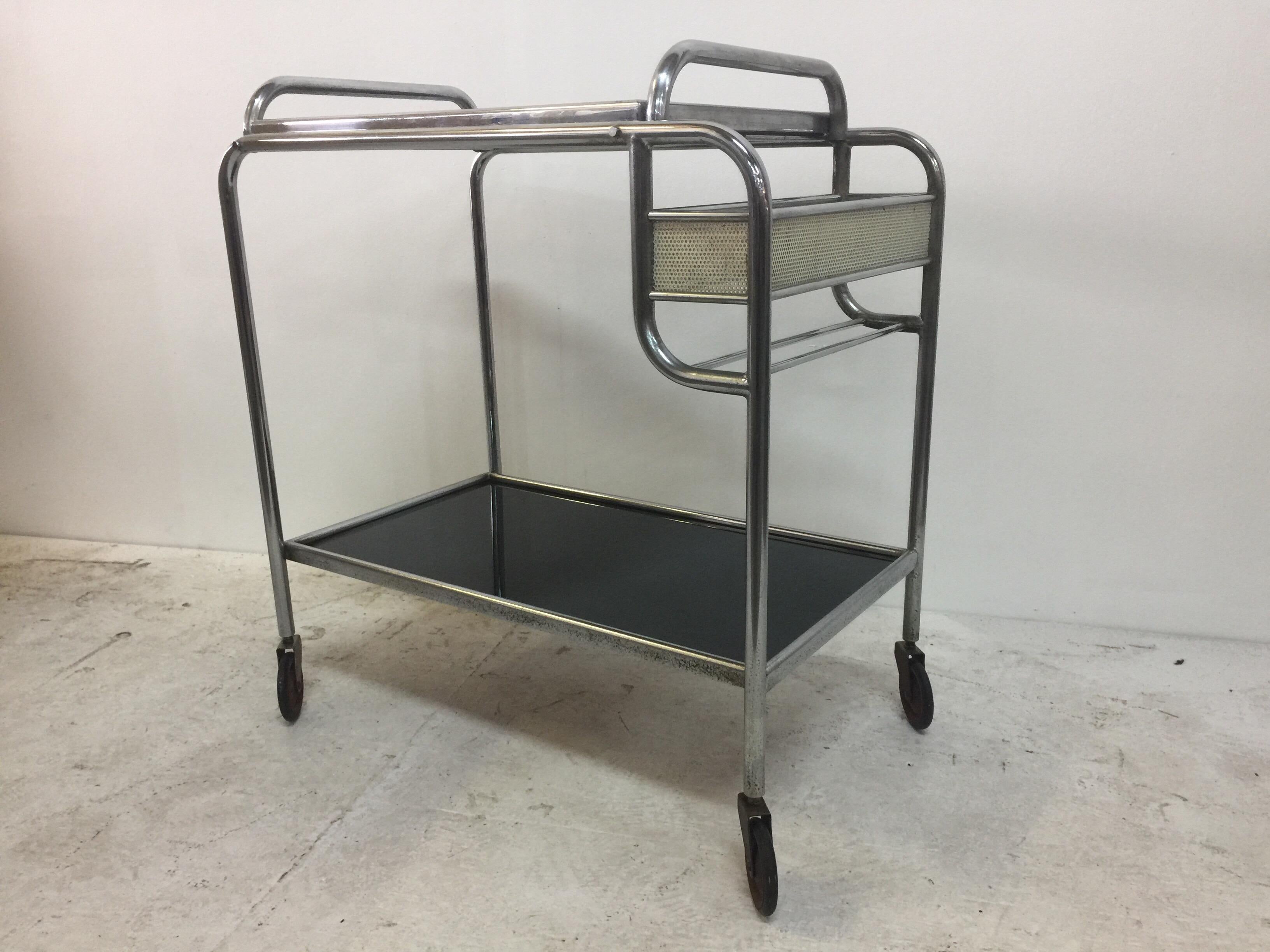 Mid-20th Century Mathieu Matégot Style Art Deco Bar Cart For Sale