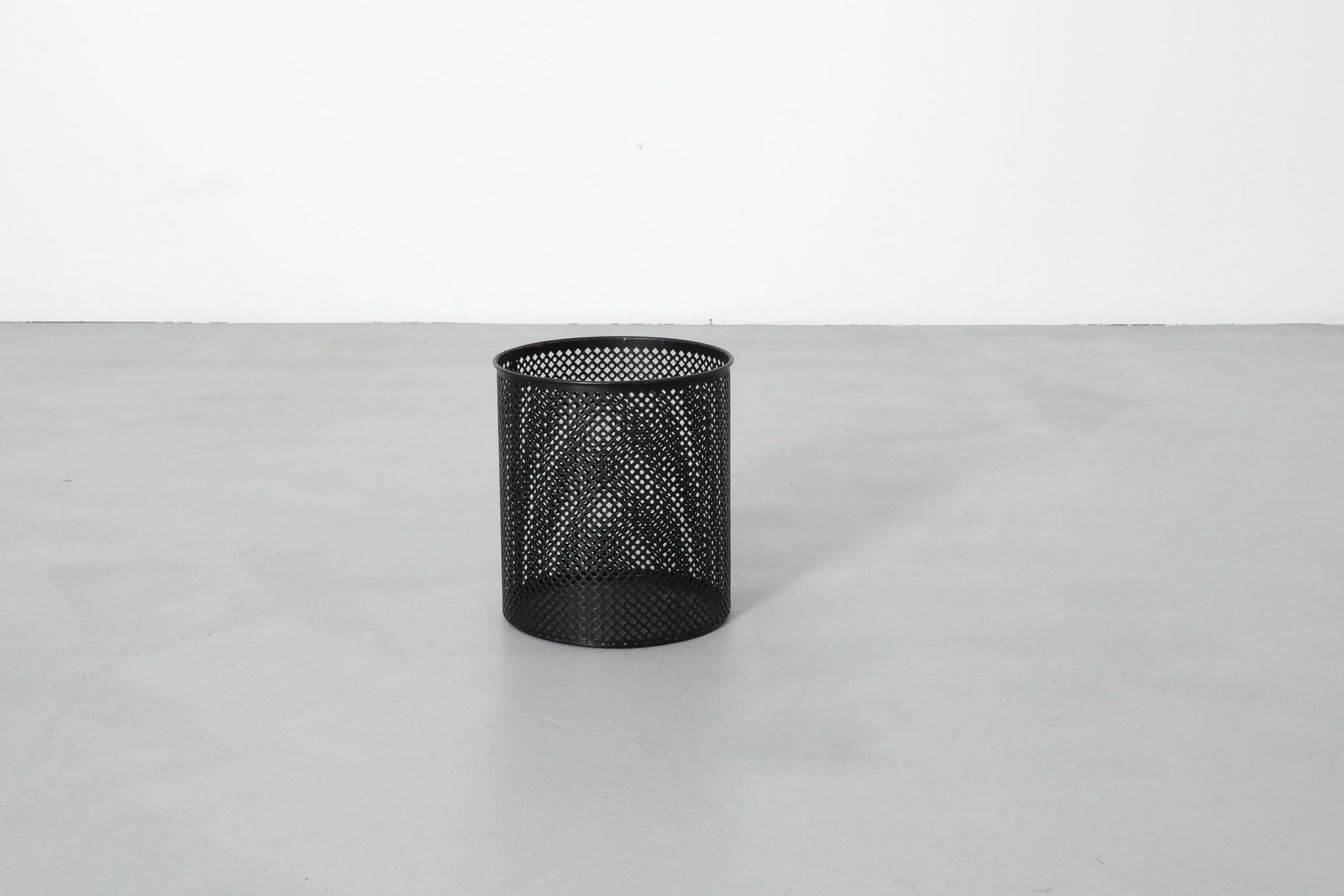 Matthieu Mategot for Artimeta (attr) Black Enameled Waste Basket In Good Condition For Sale In Los Angeles, CA