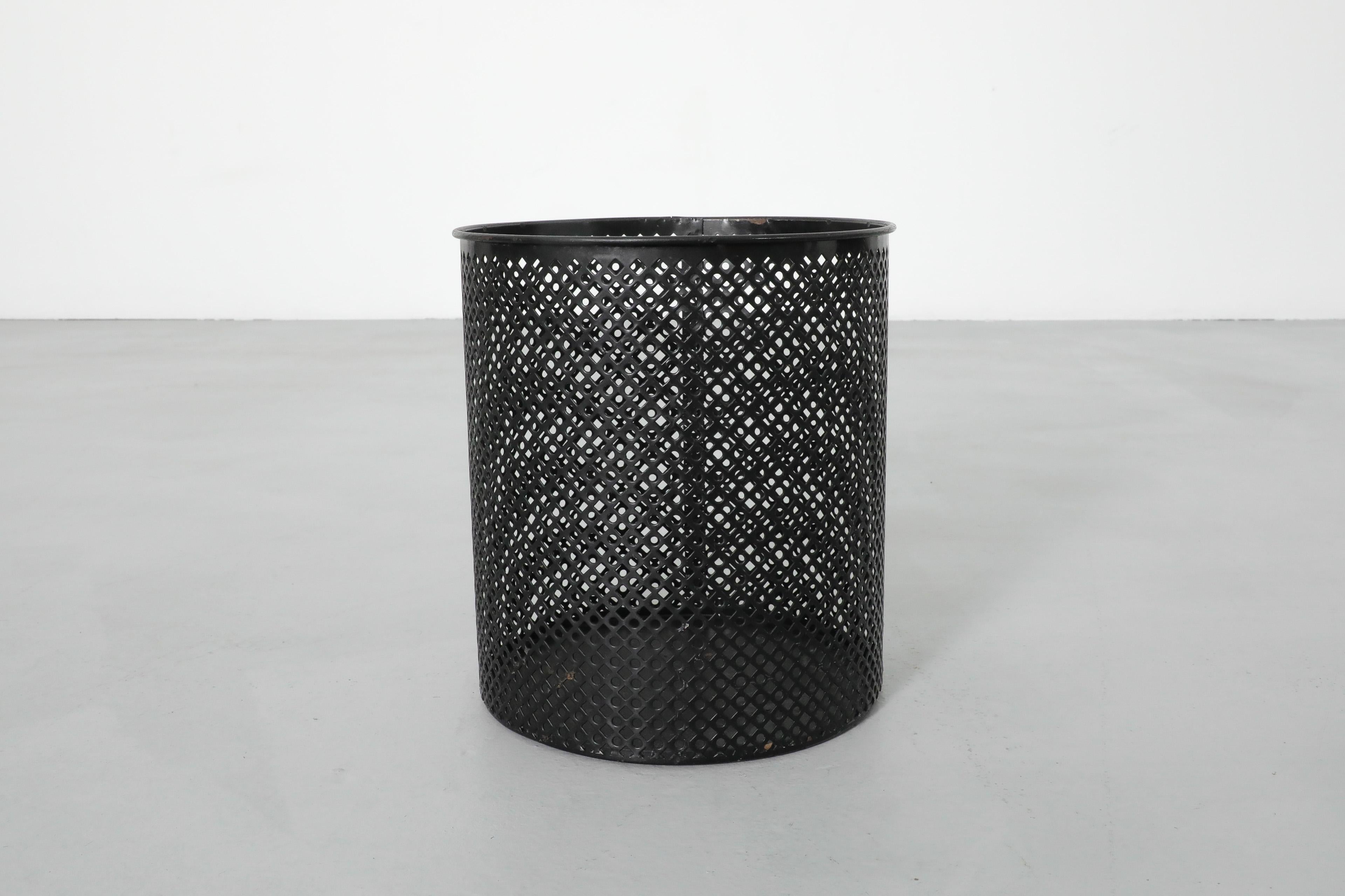 Matthieu Mategot for Artimeta (attr) Black Enameled Waste Basket For Sale 1