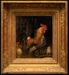 „Bantam Hahn mit Hahn und Chick“ von Matthieu Theeuwes van Ginneken (1811-1888)