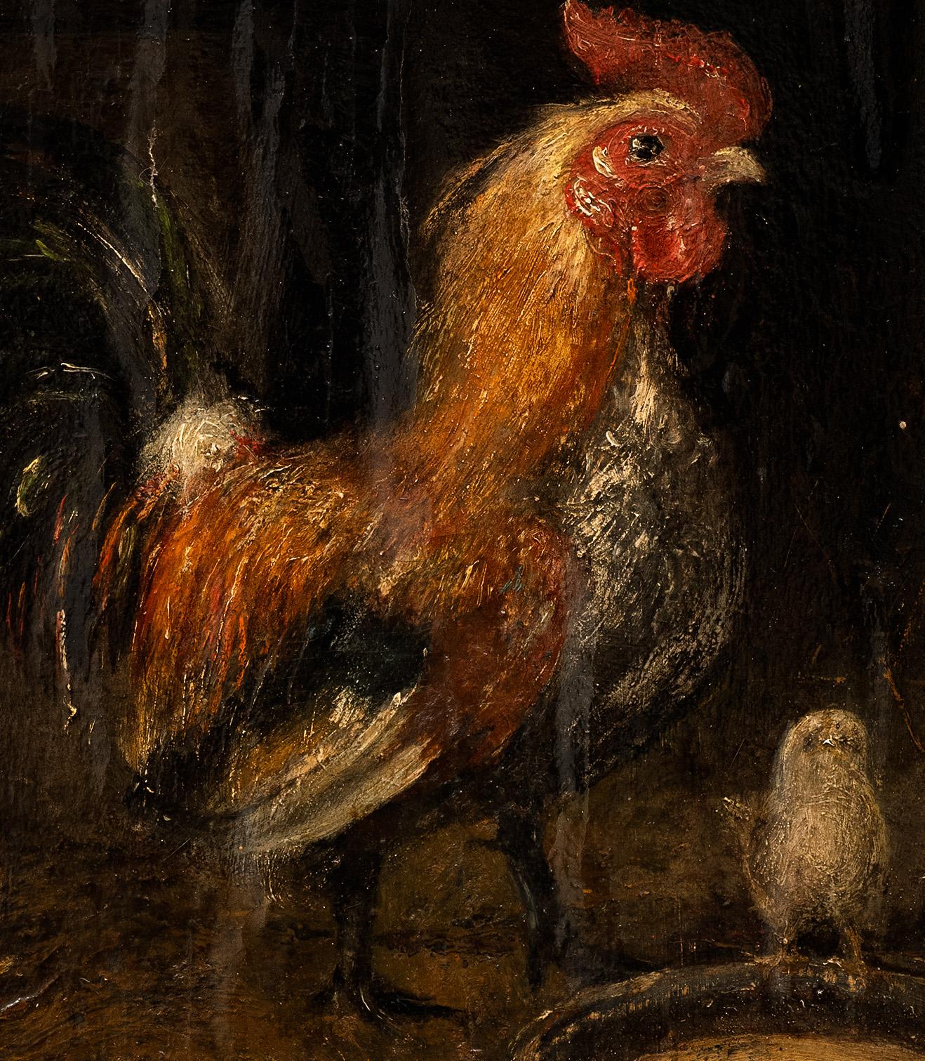 „Bantam Hahn mit Hahn und Chick“ von Matthieu Theeuwes van Ginneken (1811-1888) im Angebot 2