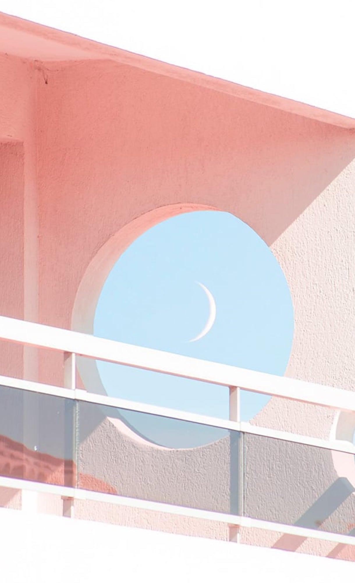 Travel/Happiness III by Matthieu Venot - Photography, pastel colours, pink, moon For Sale 3