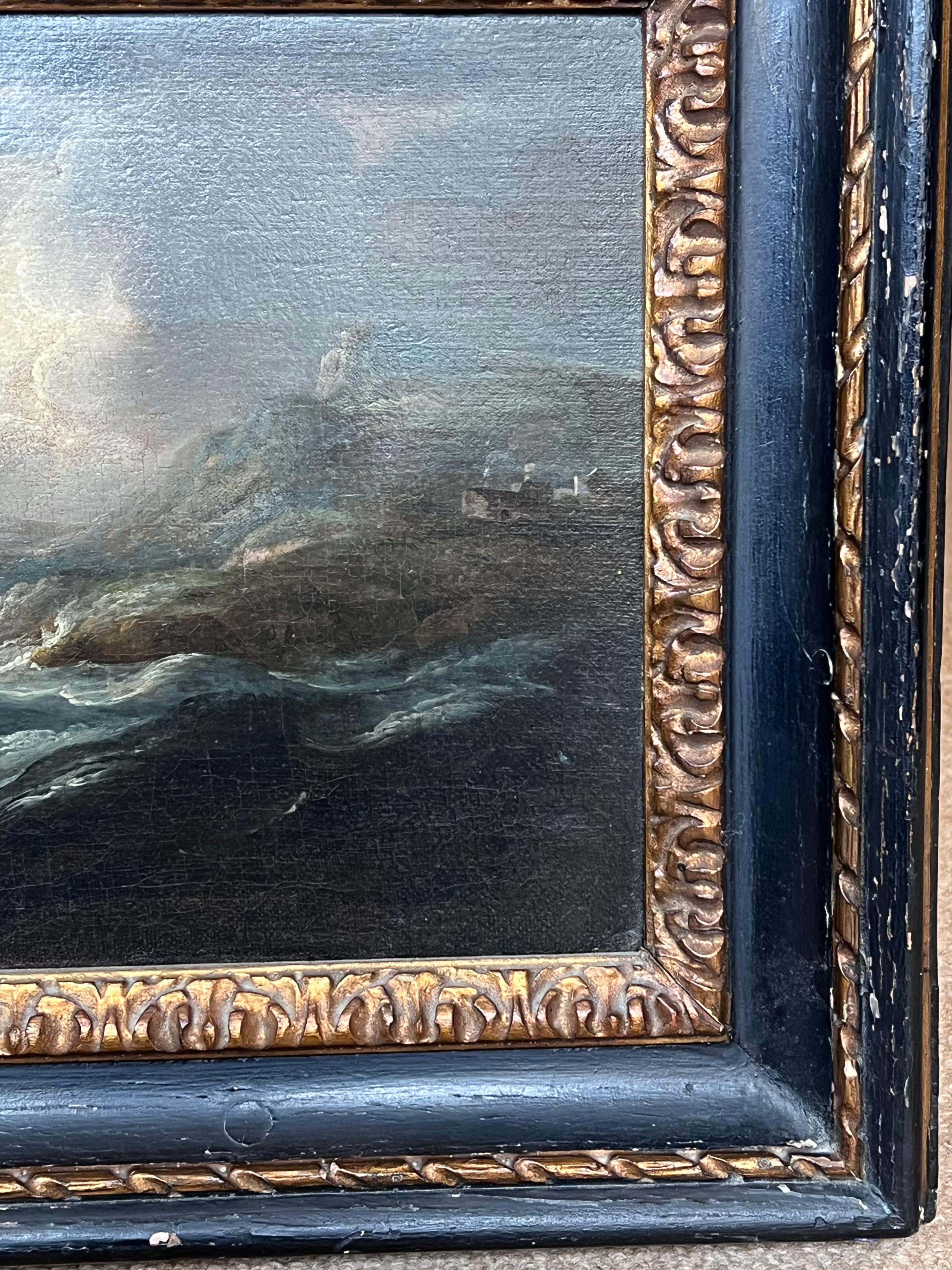Niederländisches Ölgemälde eines alten Meisters der Marine, Schiff in stürmischer See, 17. Jahrhundert – Painting von Matthijs van Plattenberg