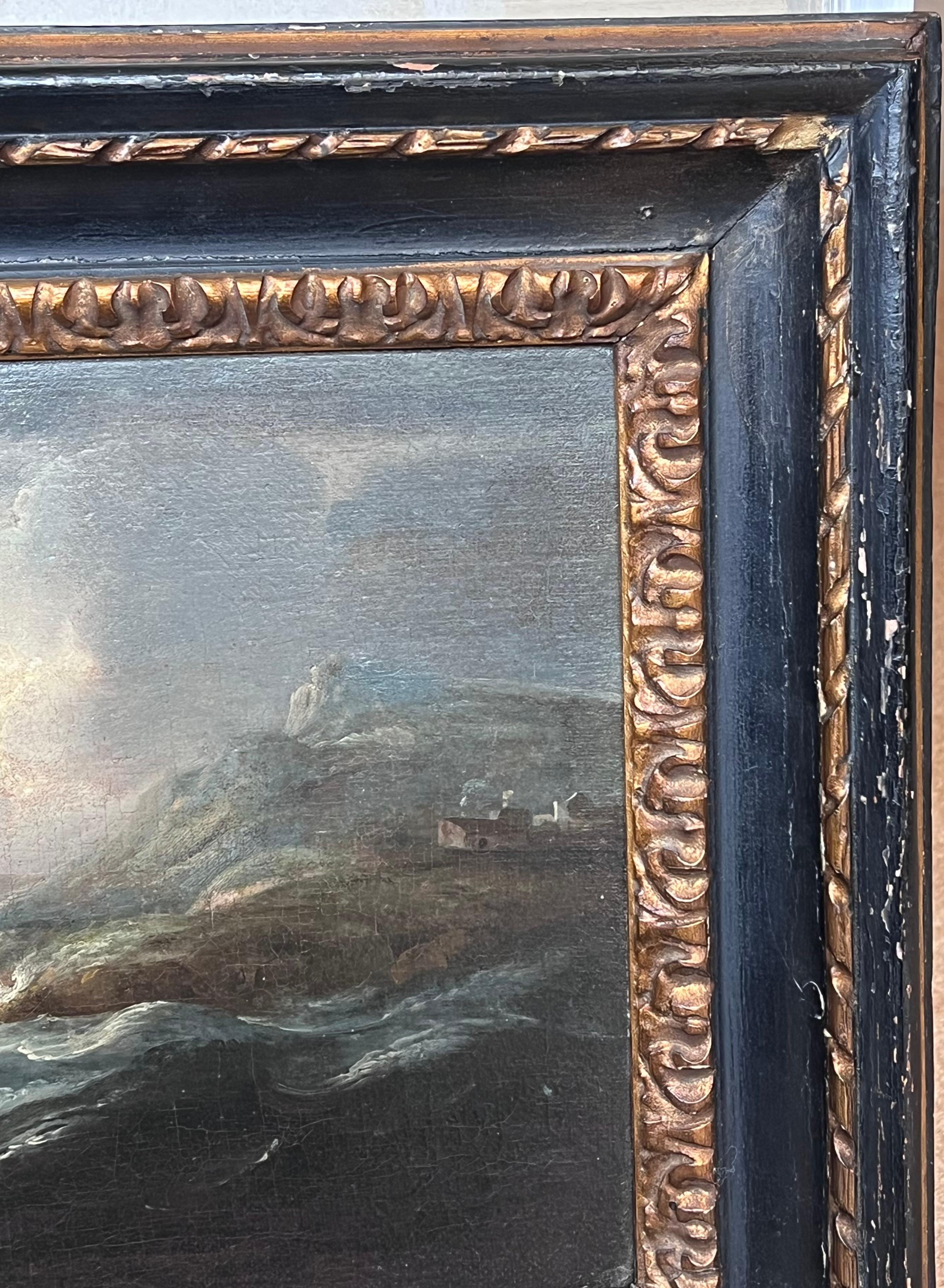 Niederländisches Ölgemälde eines alten Meisters der Marine, Schiff in stürmischer See, 17. Jahrhundert (Barock), Painting, von Matthijs van Plattenberg