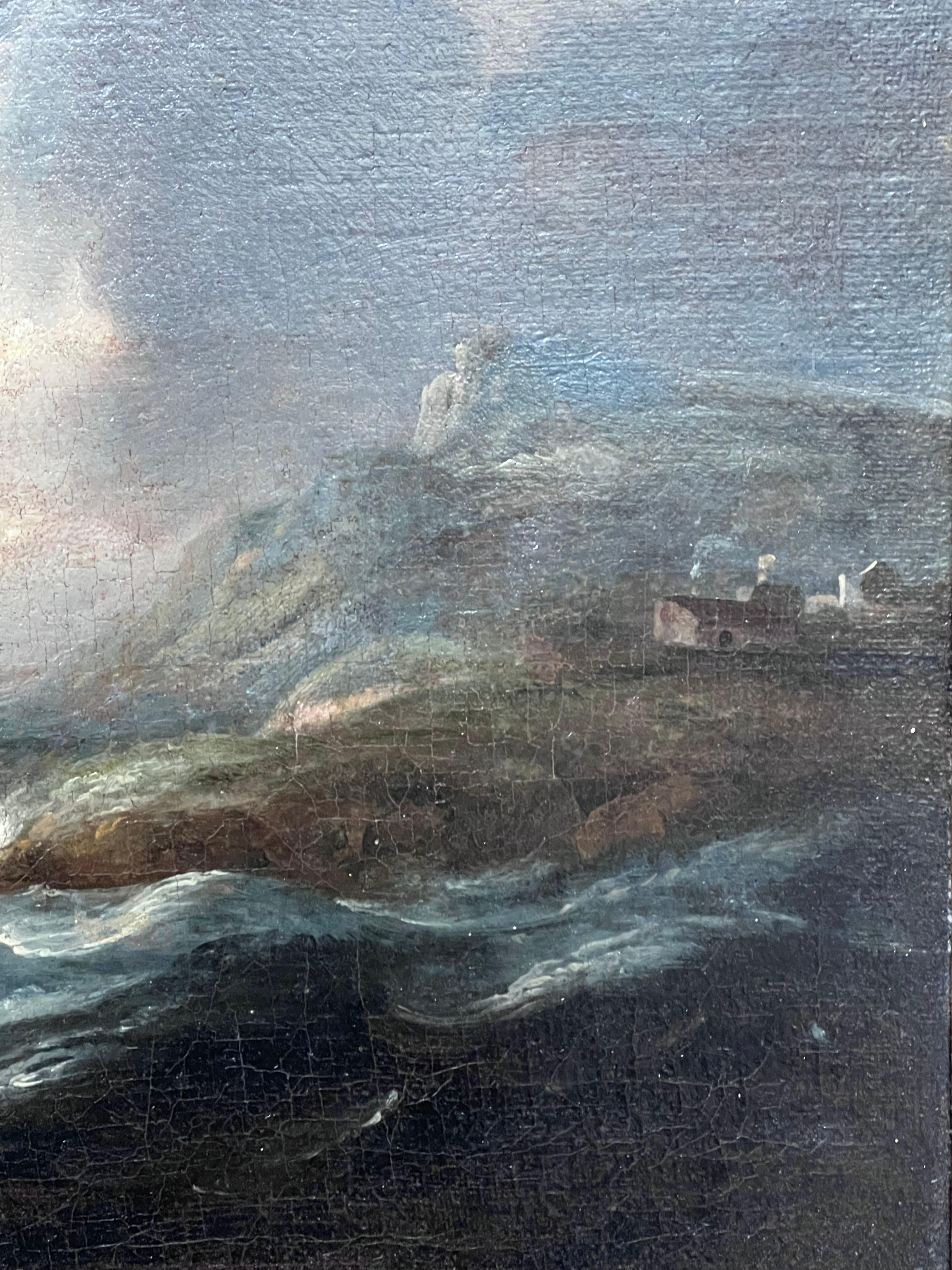 Niederländisches Ölgemälde eines alten Meisters der Marine, Schiff in stürmischer See, 17. Jahrhundert 4