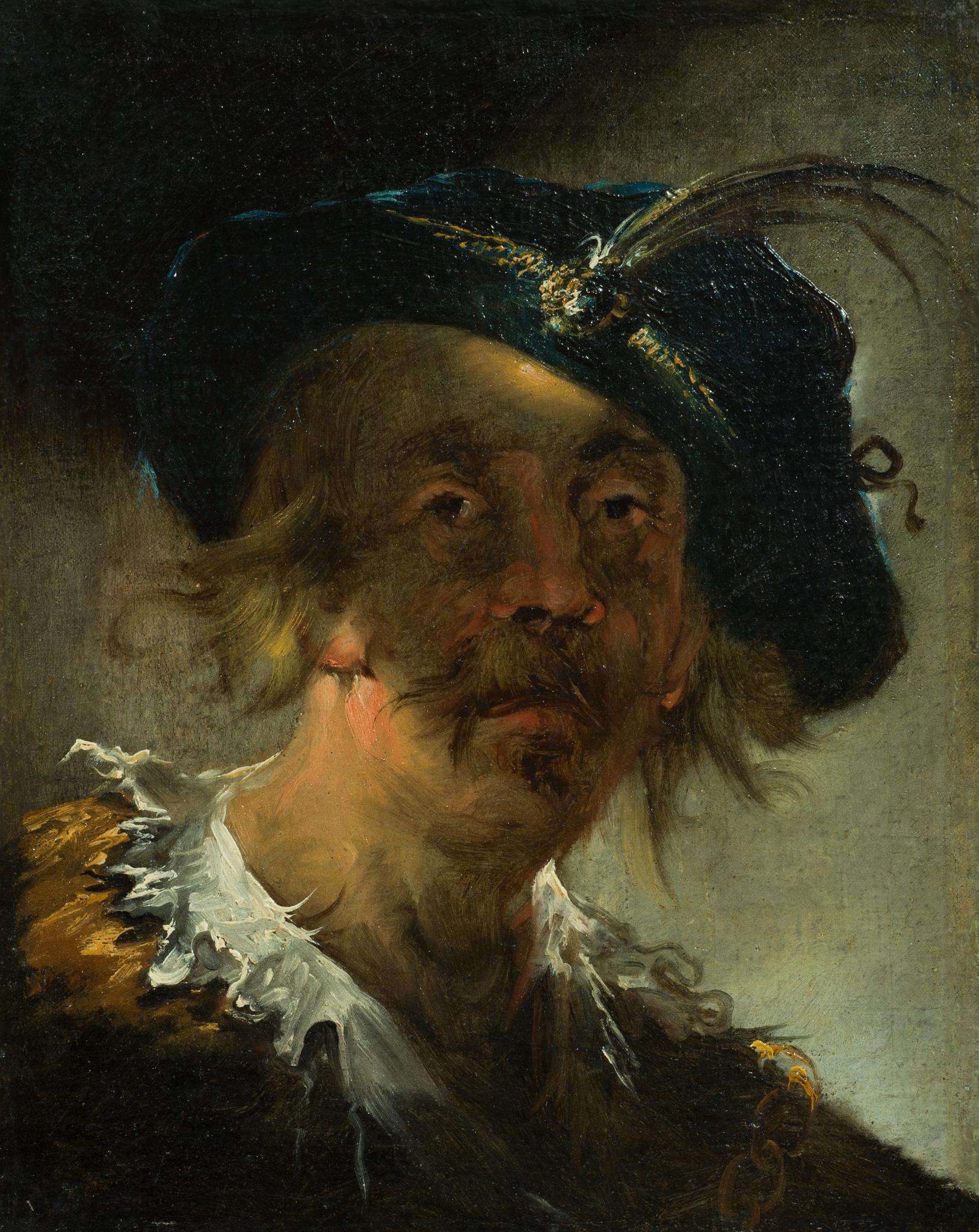 Portrait of a Man – A Dramatic Study in Light and Expression - Painting by Matthäus (Matthias) Loder 