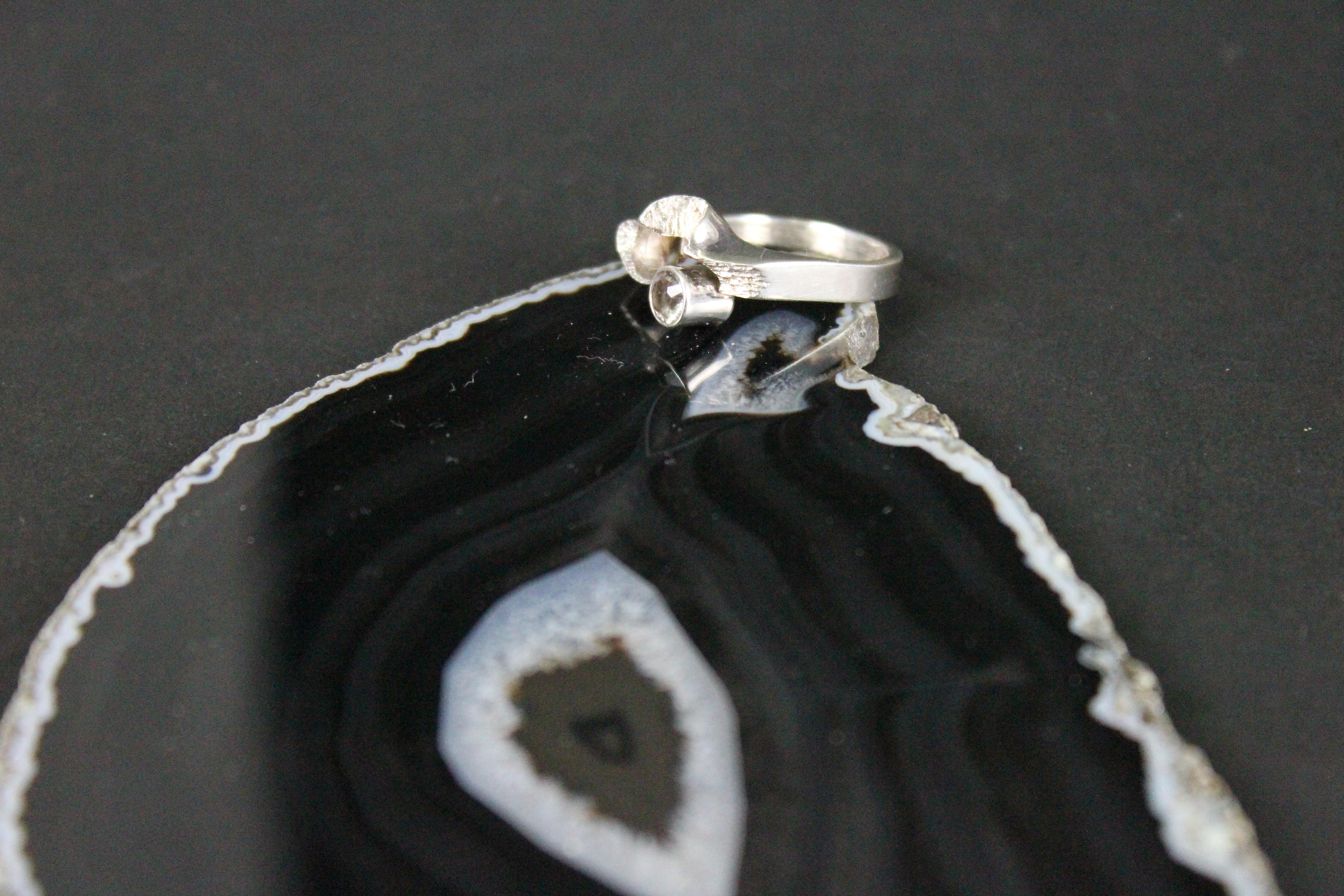 Modernist Matti Hyvärinen Turku Finland 1976 Sterling Silver Rock Crystal Ring For Sale