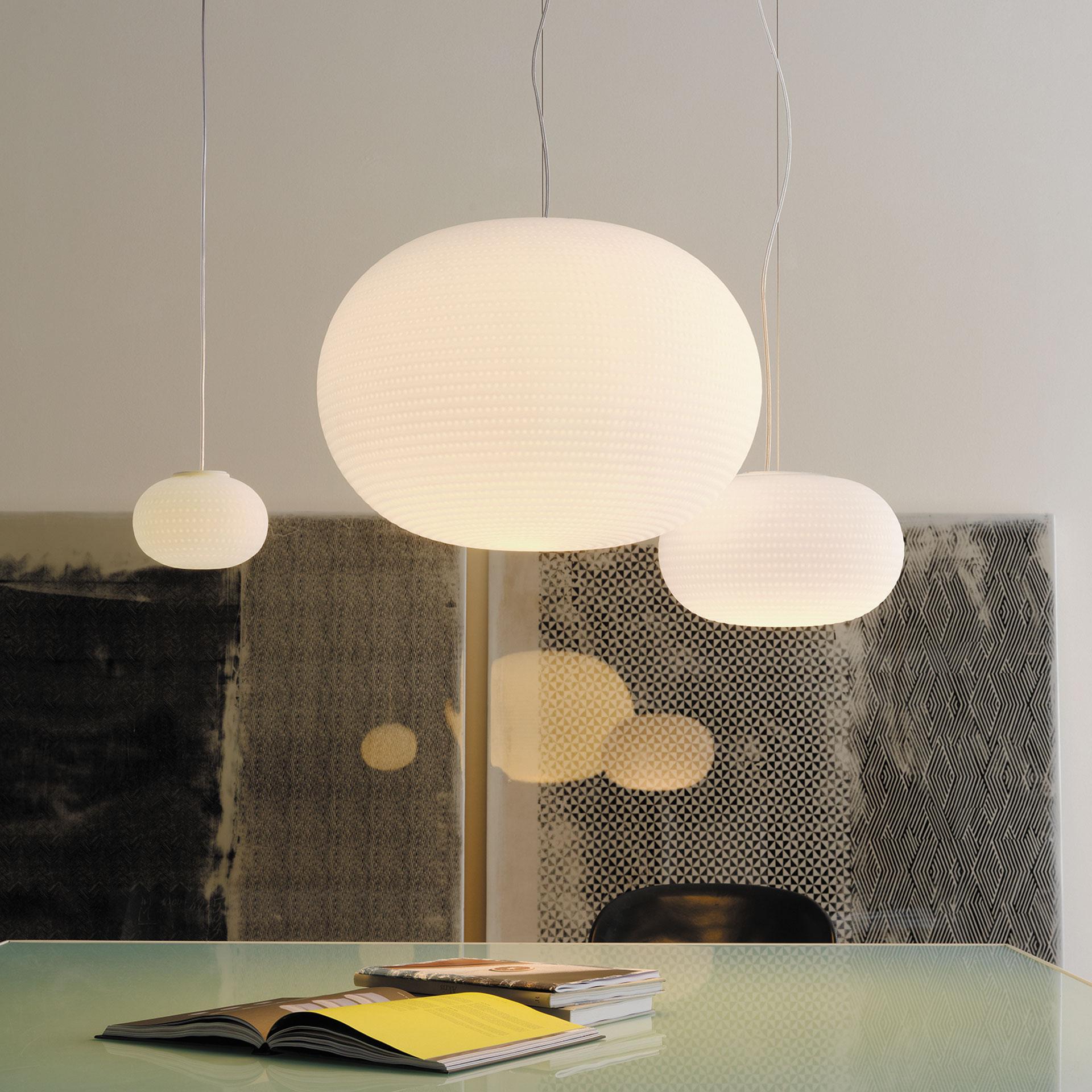 Contemporary Matti Klenell Fontana Arte Bianca Small Suspension Lamp in Blown Glass For Sale