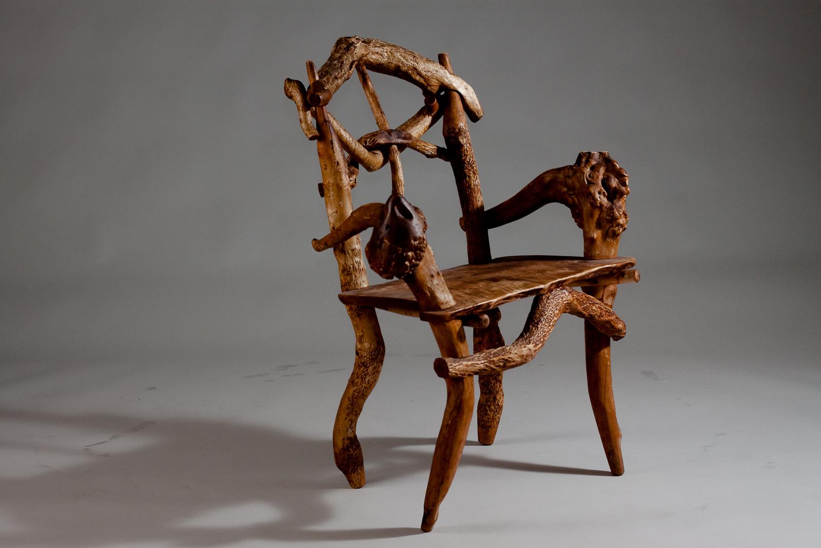 Arts and Crafts Matti Savijärvi, Finnish 1920's unique root chair For Sale
