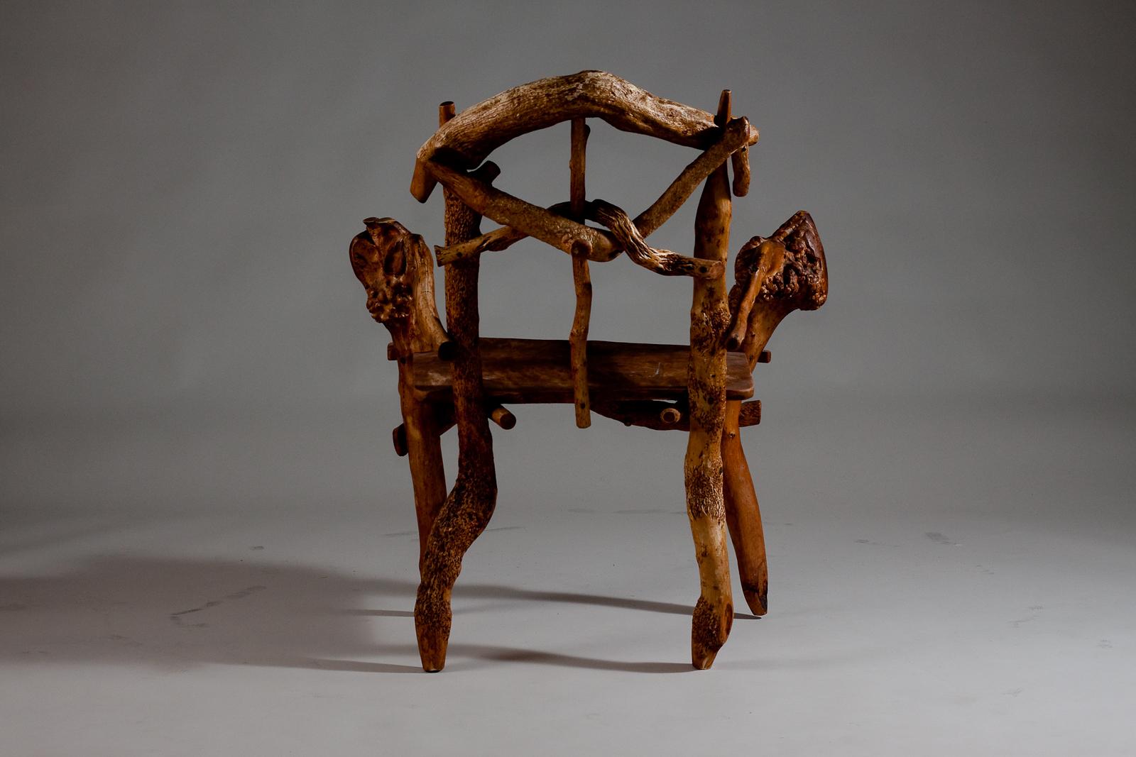 Wood Matti Savijärvi, Finnish 1920's unique root chair For Sale