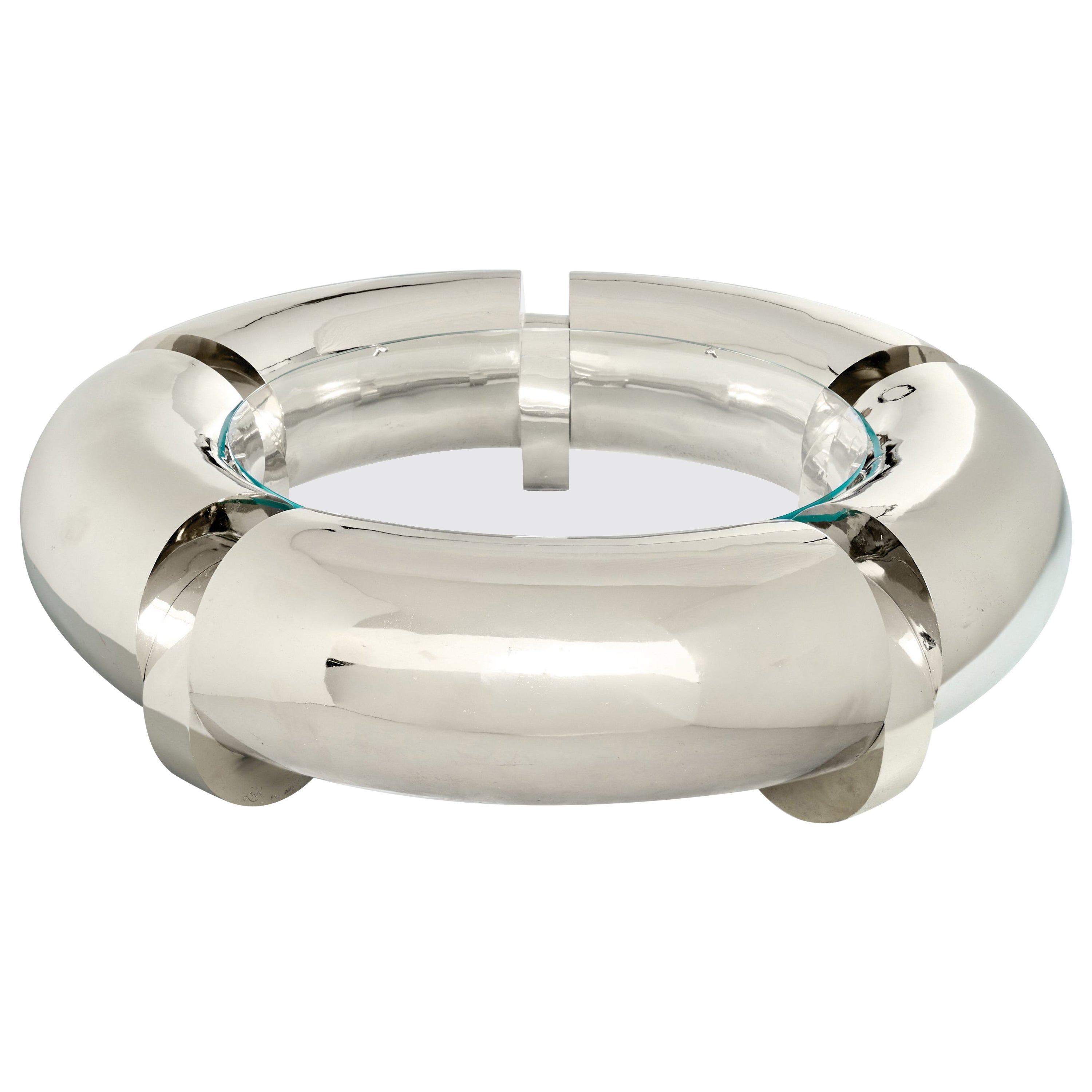 Mattia Bonetti, Coffee Table, Nickel-plated Bronze, Glass, France, 2010