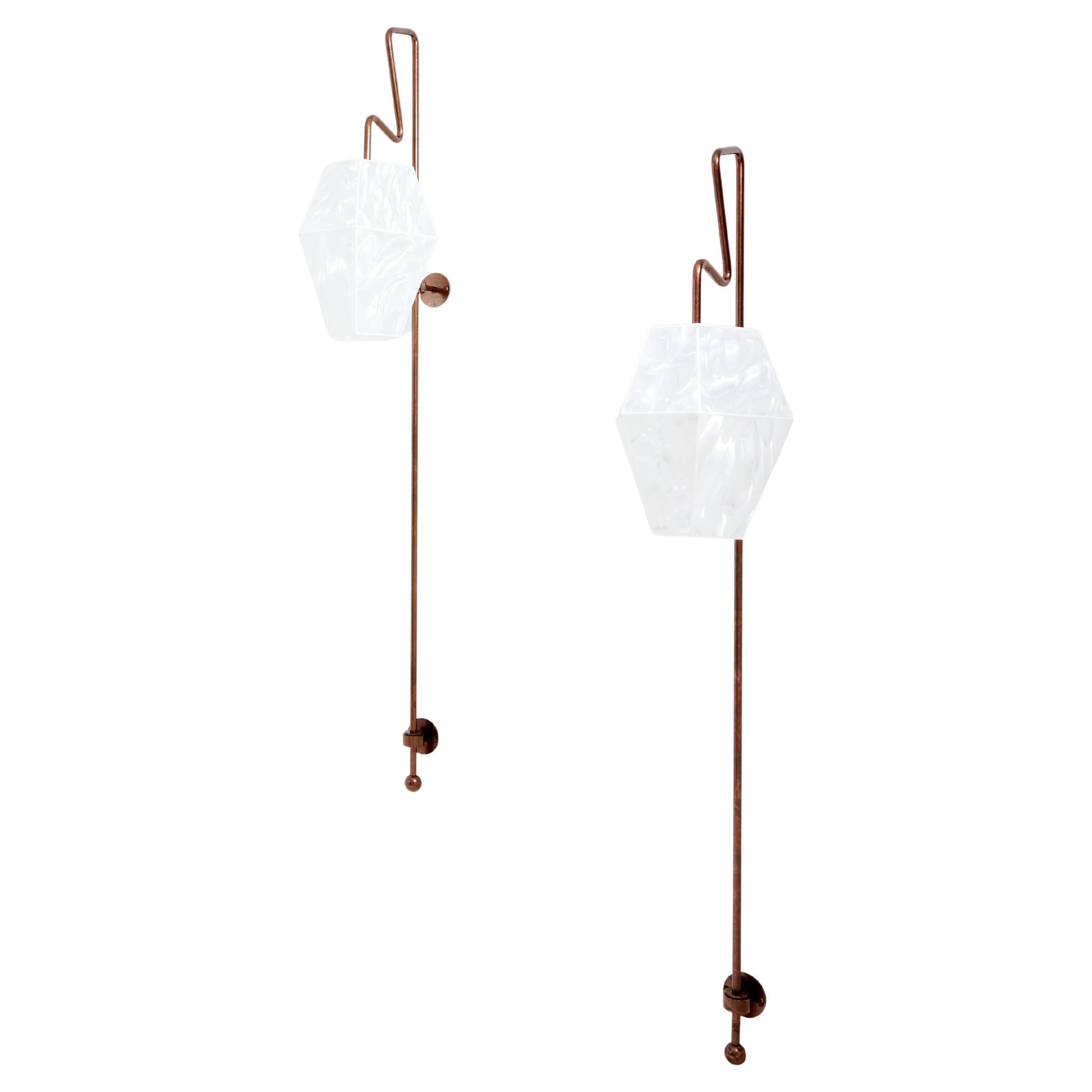 Mattia Bonetti pair of tall patinated metal wall lights sconces 2009 For Sale