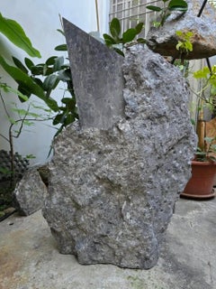 Punta 1 by Mattia Bosco - Abstract sculpture, black marble, rock