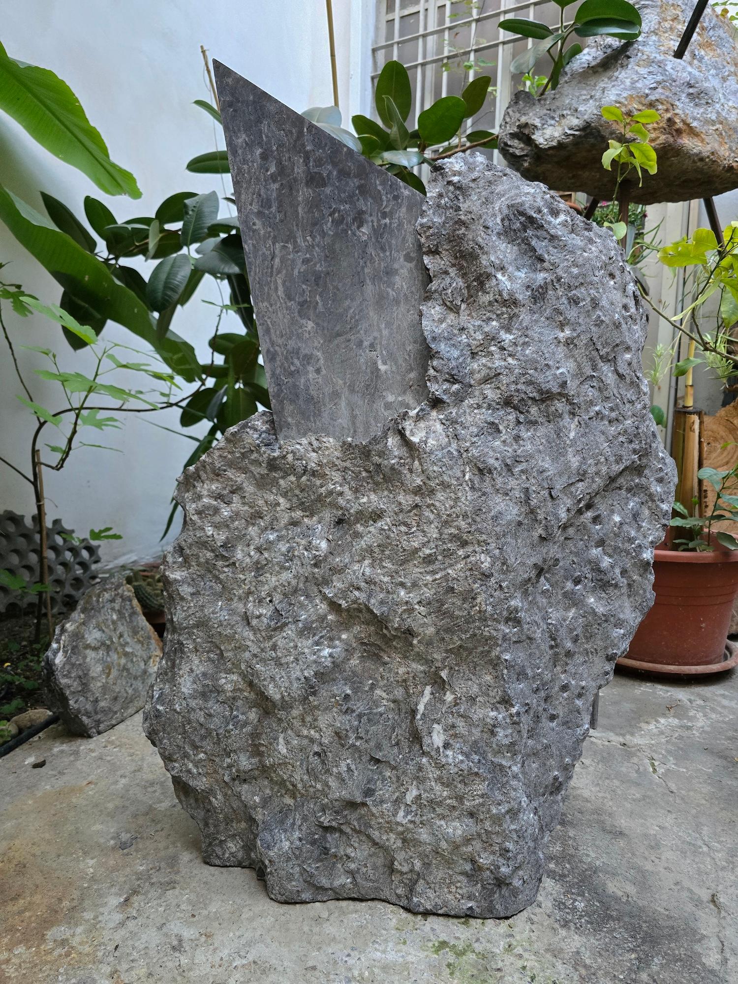Punta 1 by Mattia Bosco - Large-size sculpture, Palissandro marble, grey tones For Sale 1